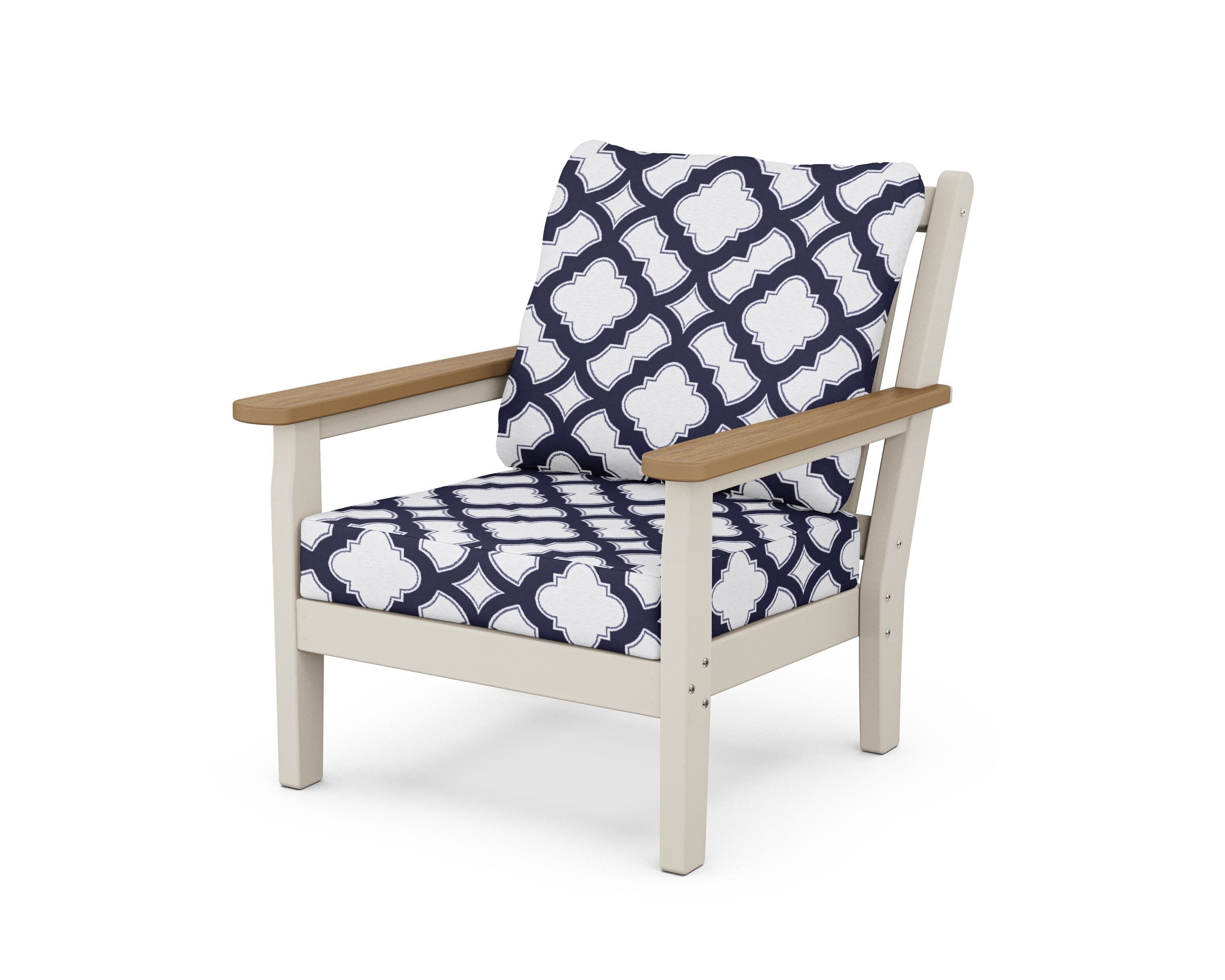 Chippendale Deep Seating Chair in Sand / Natural / Trellis Navy