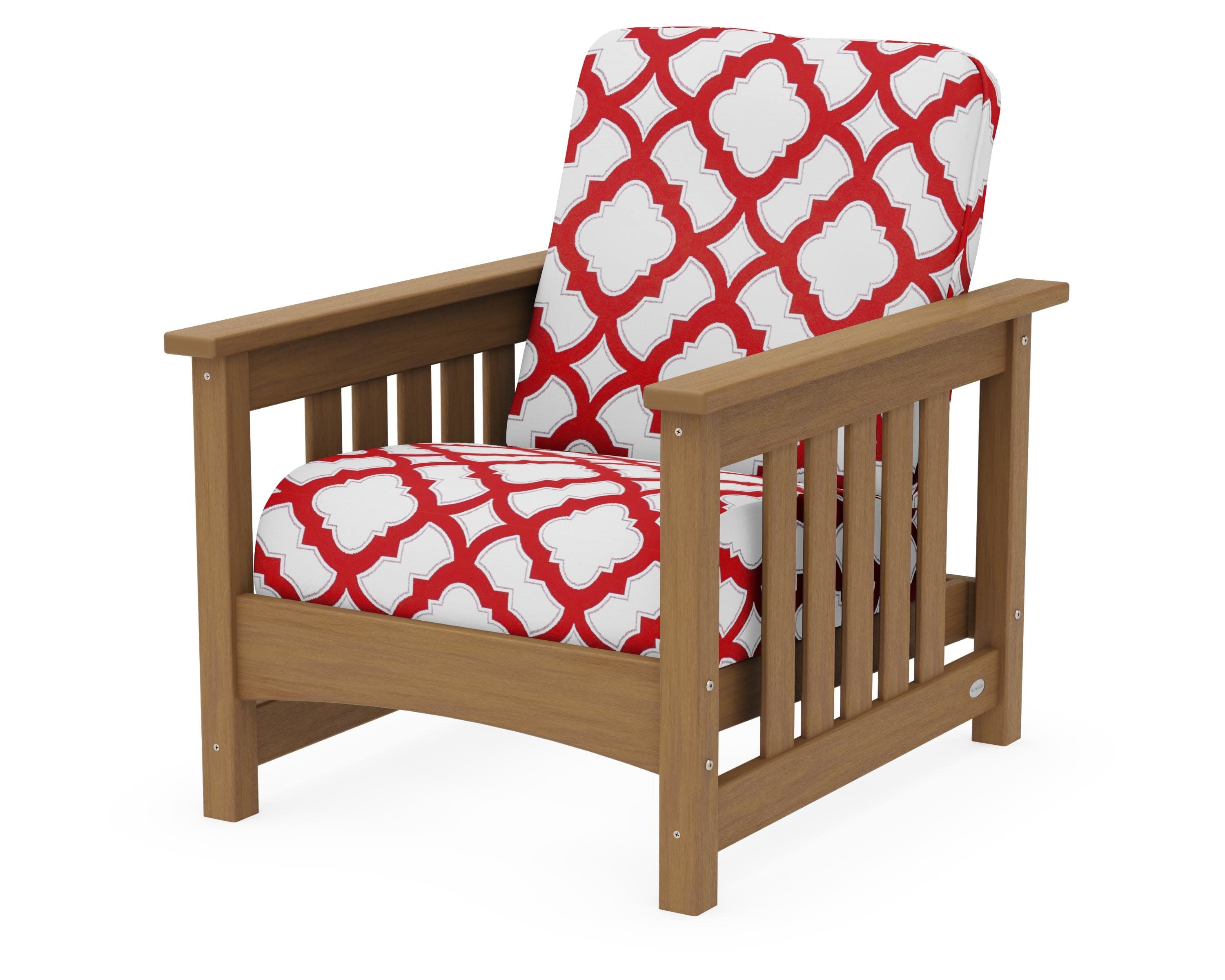 Club Mission Chair in Natural / Trellis Crimson