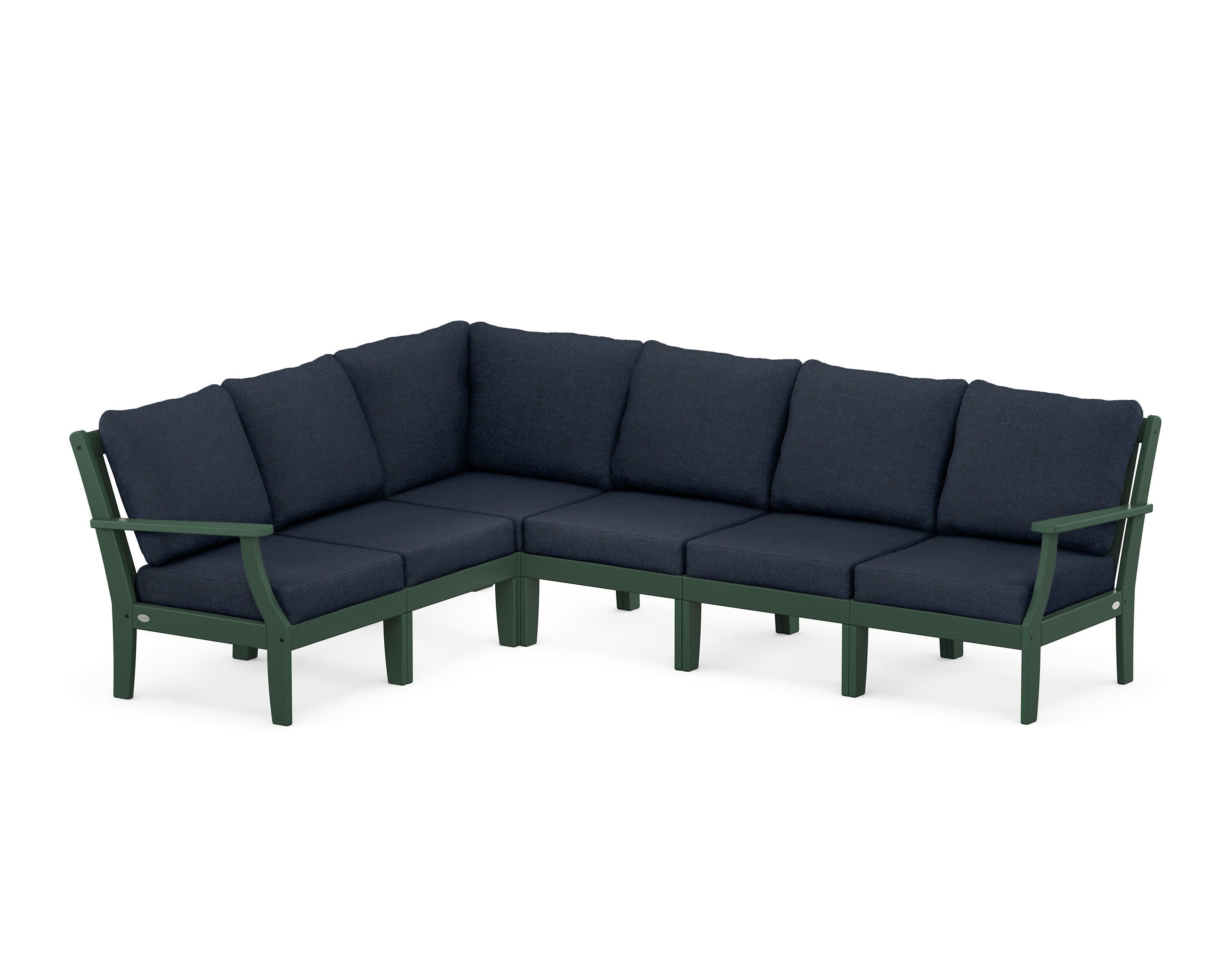 Braxton Modular 6-Piece Deep Seating Set in Green / Marine Indigo