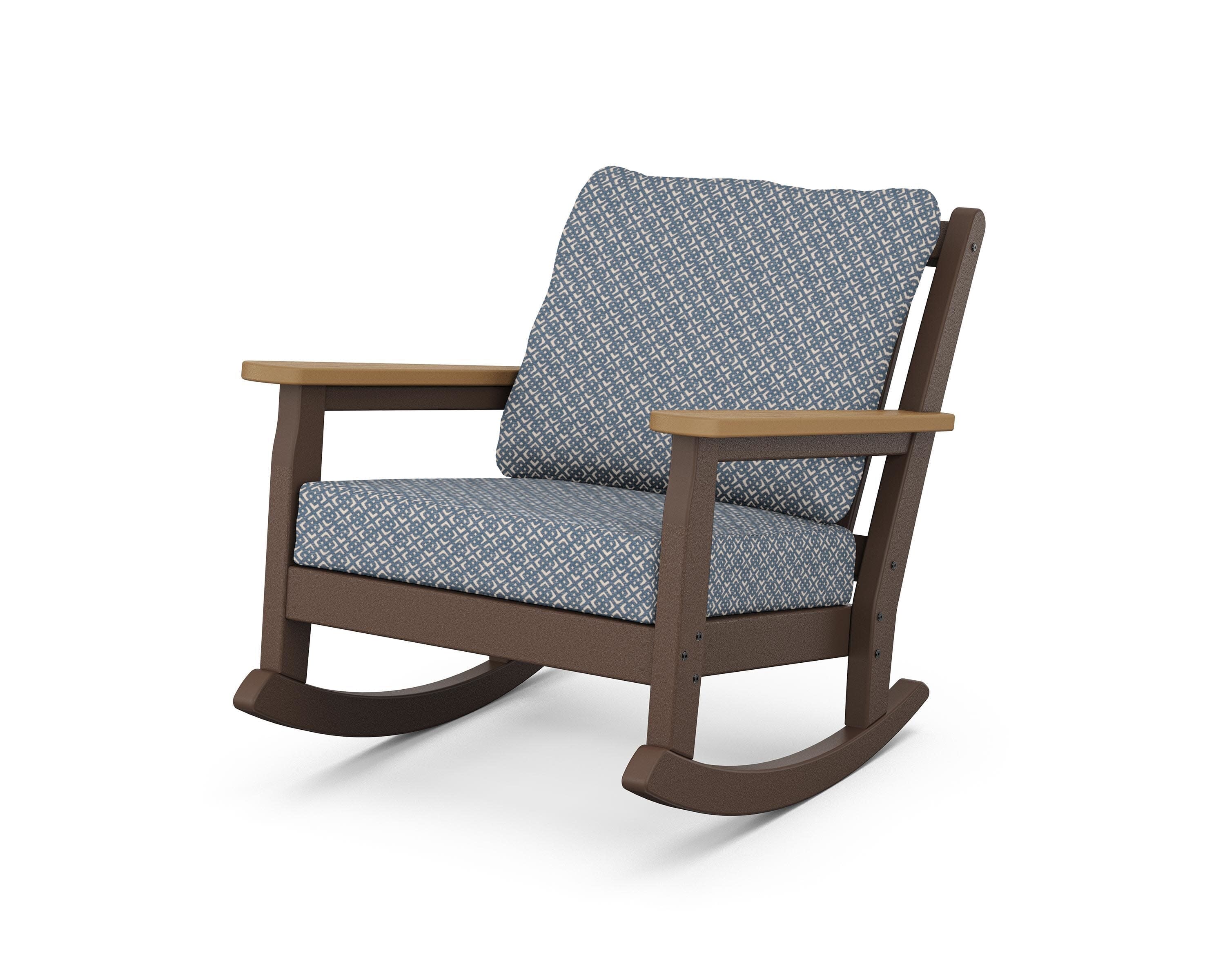 Chippendale Deep Seating Rocking Chair in Mahogany / Natural / Hopscotch