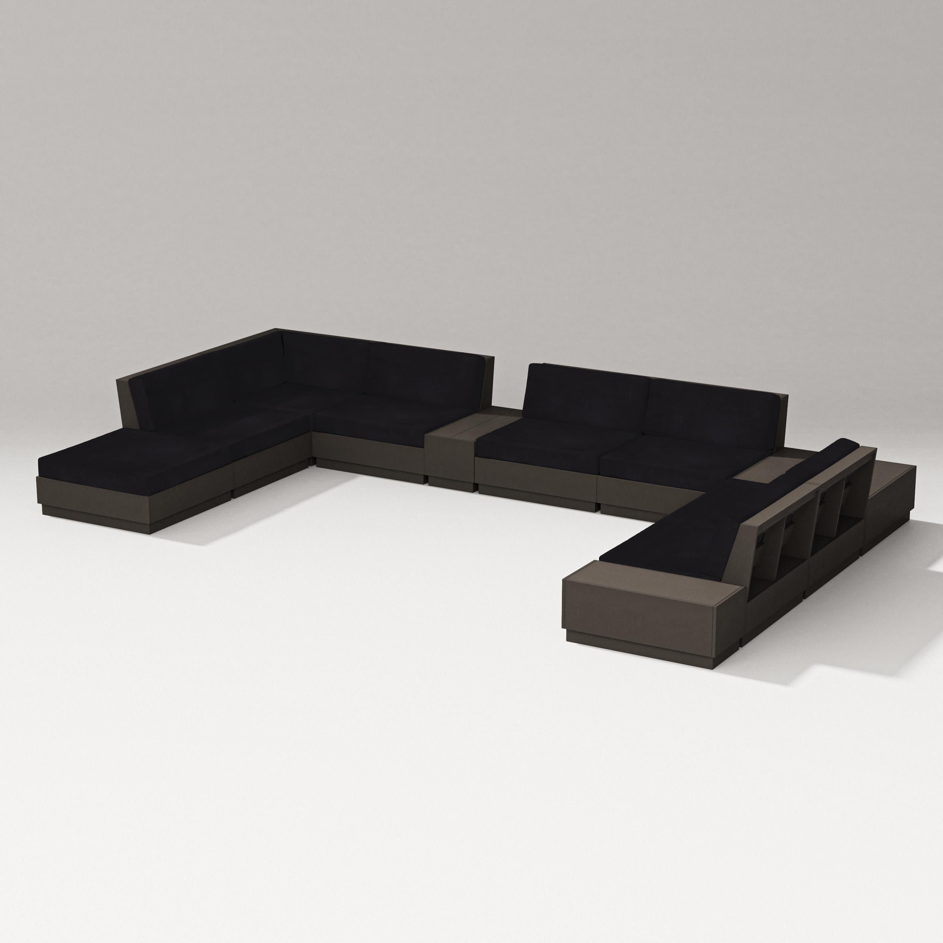 Elevate 11-Piece Conversation Sectional Set in Vintage Coffee / Midnight Linen