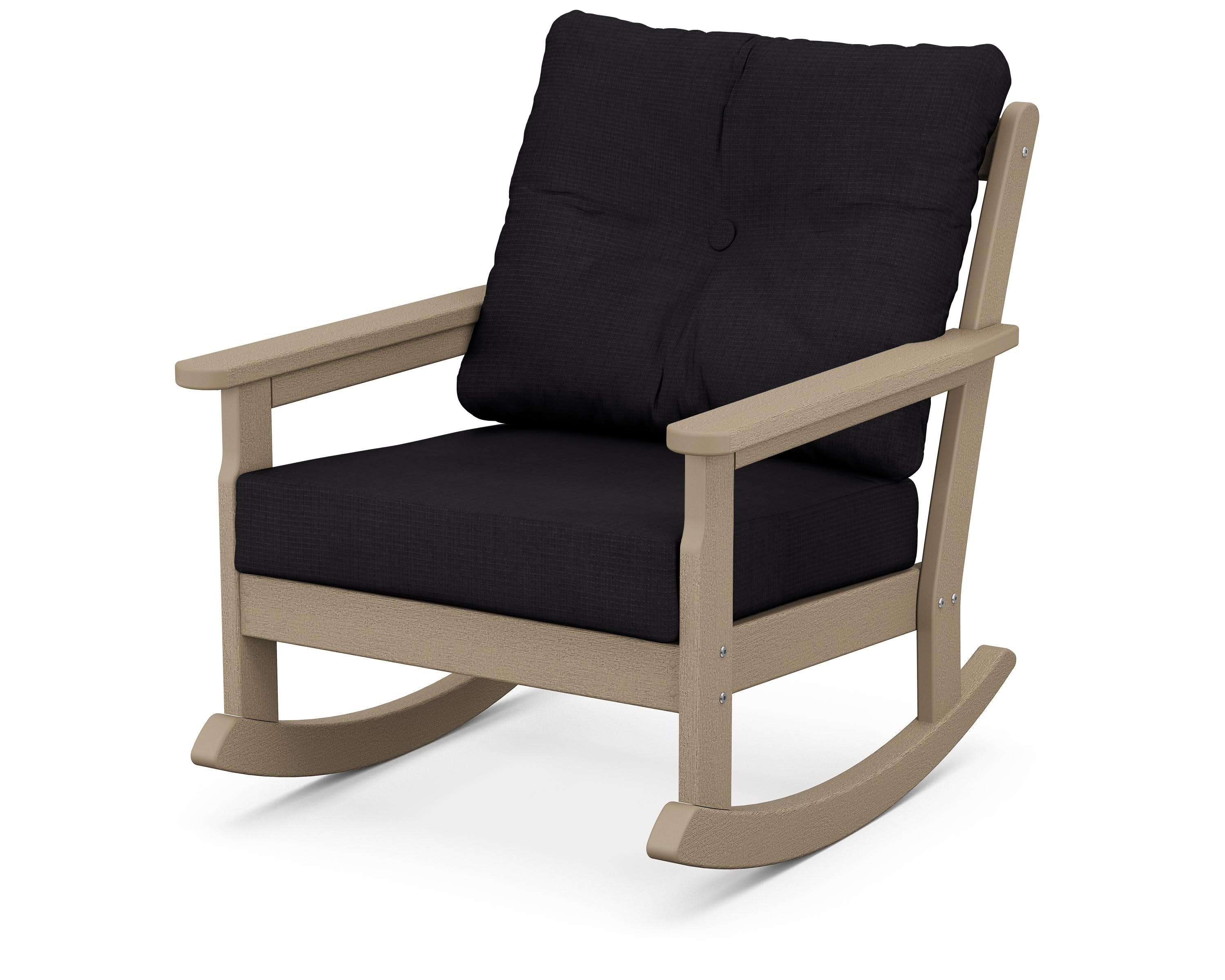 Vineyard Deep Seating Rocking Chair in Vintage Sahara / Midnight Linen