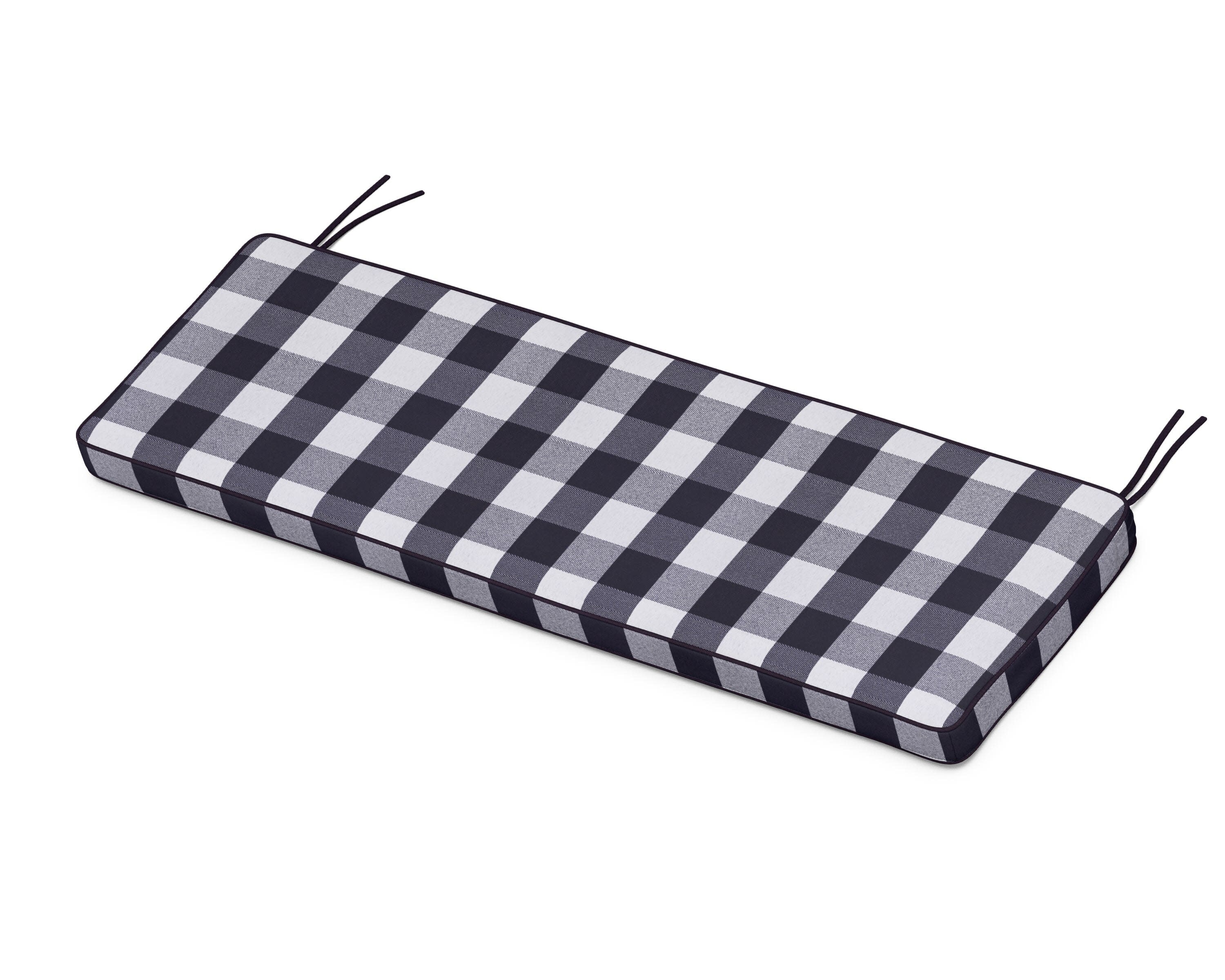 Chinoiserie Bench Seat Cushion in Buffalo Plaid Navy