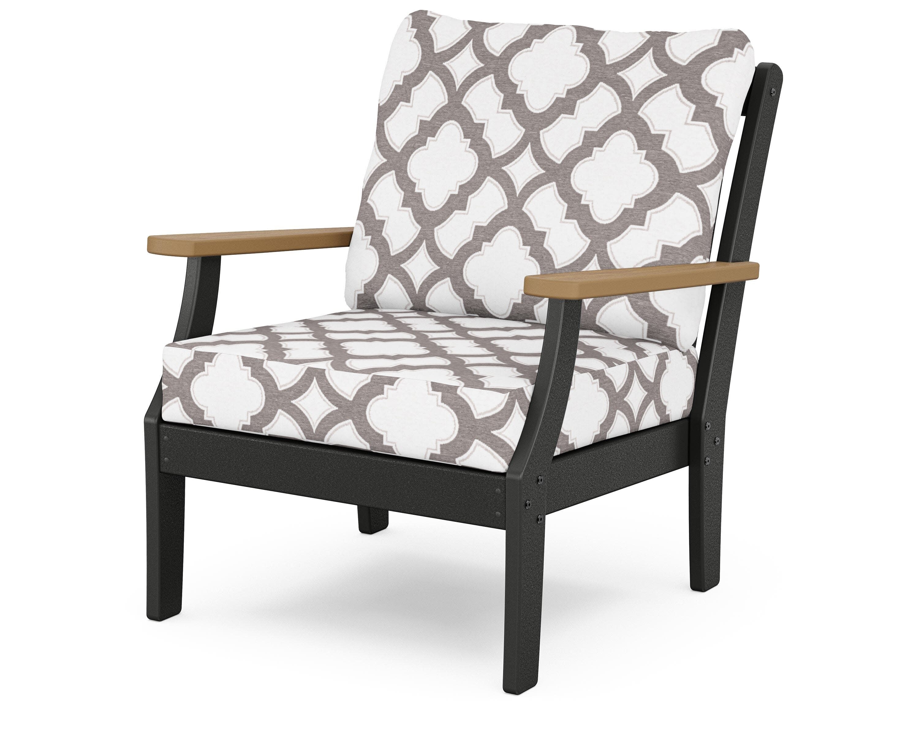 Braxton Deep Seating Chair in Black / Natural / Trellis Grey Mist