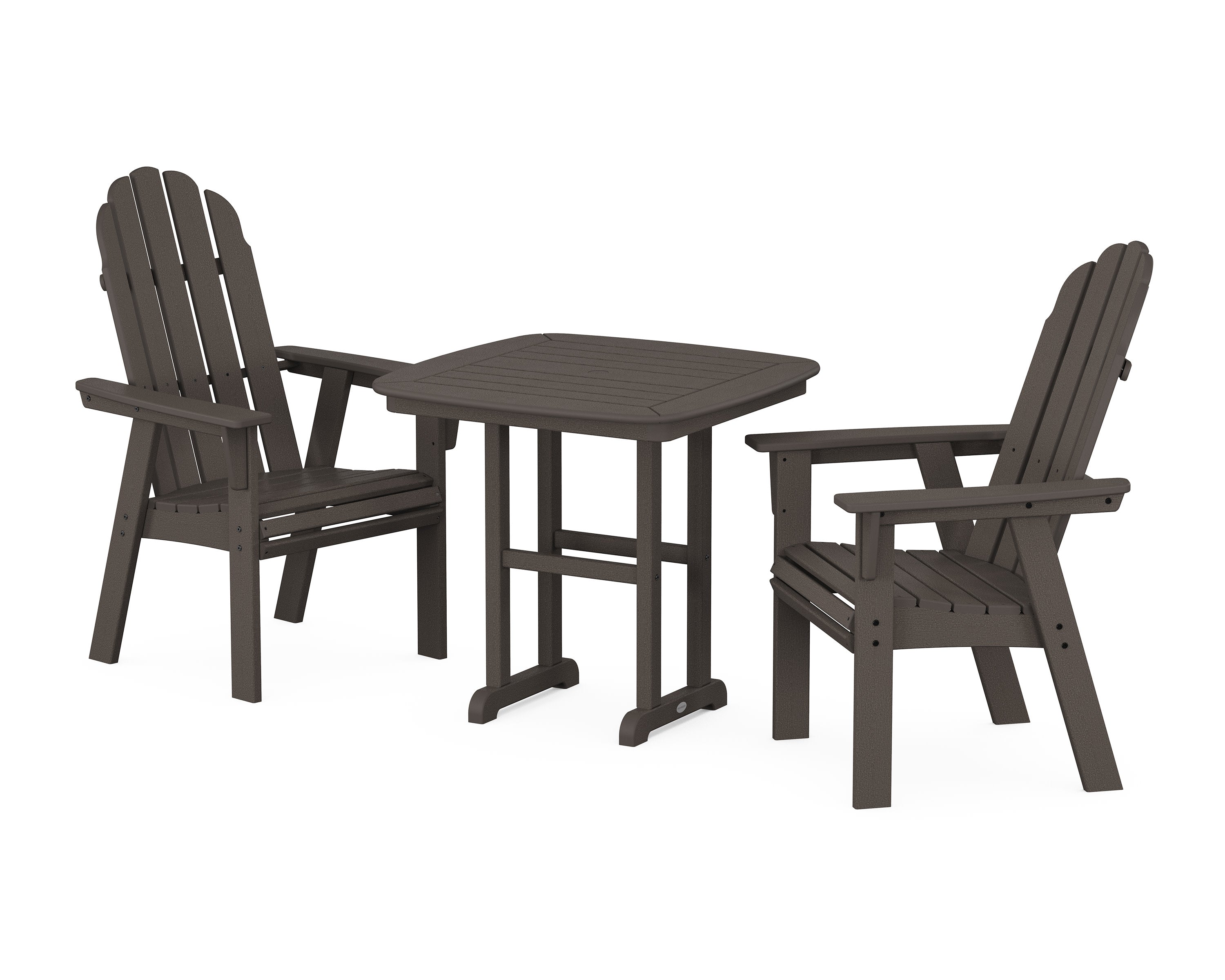 Vineyard Adirondack 3-Piece Dining Set in Vintage Coffee