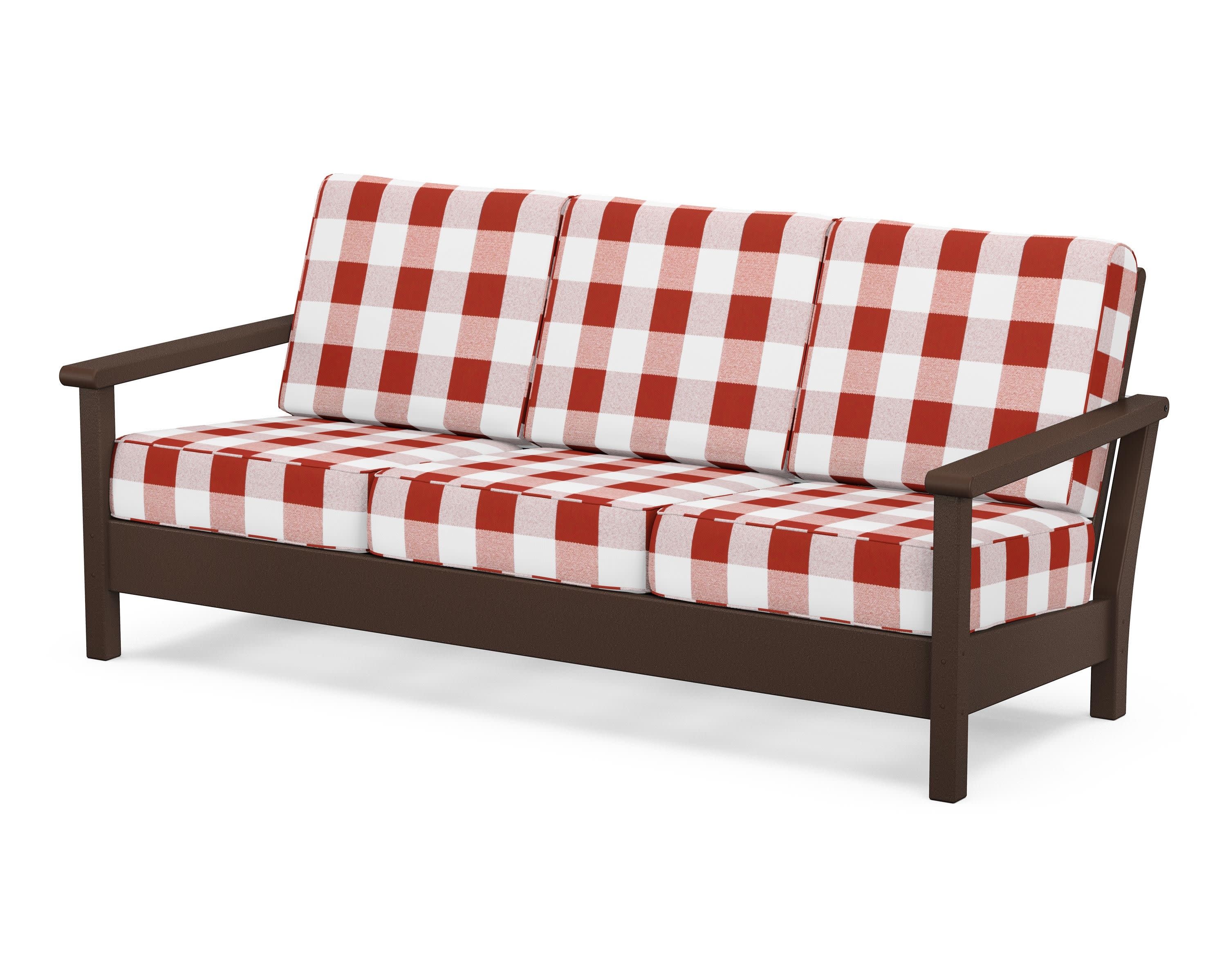 Harbour Deep Seating Sofa in Mahogany / Buffalo Plaid Crimson