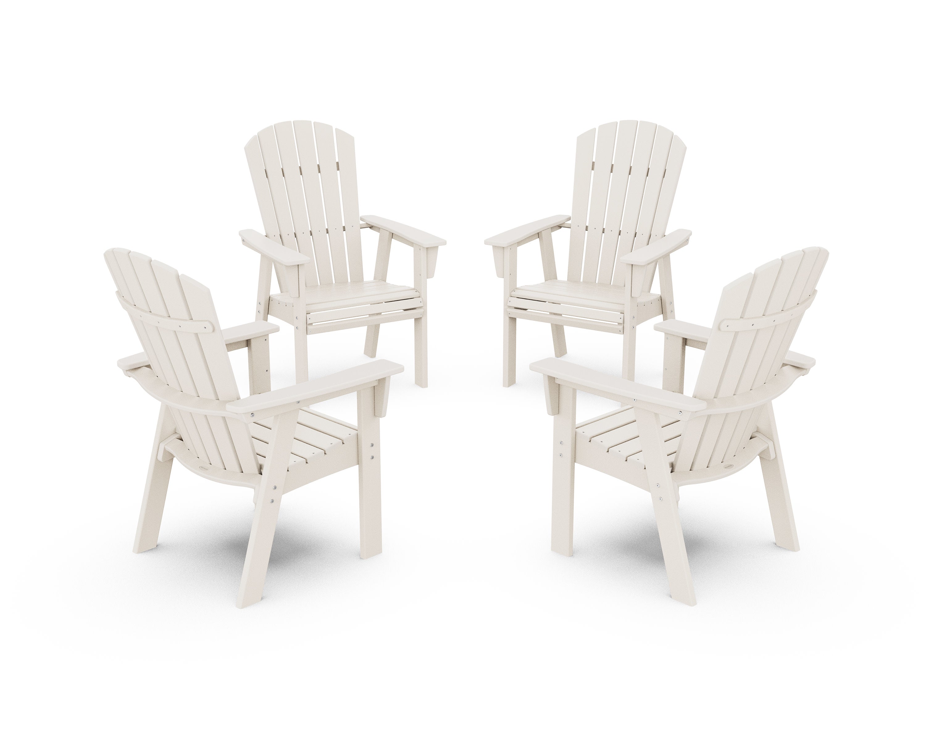 Nautical 4-Piece Curveback Upright Adirondack Conversation Set in Sand