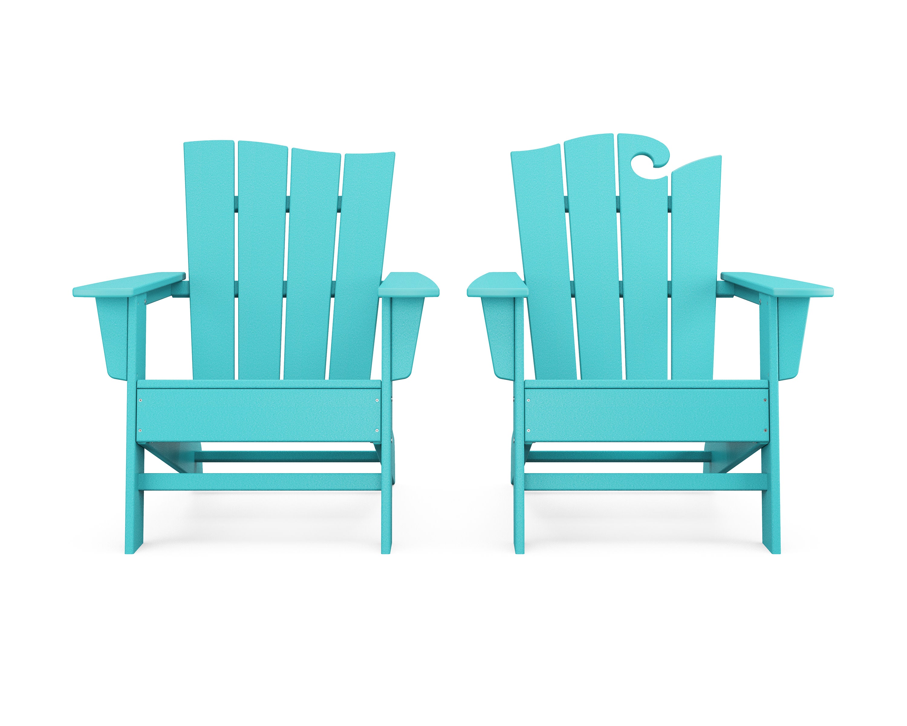 Wave 2-Piece Adirondack Set with The Wave Chair Left in Aruba