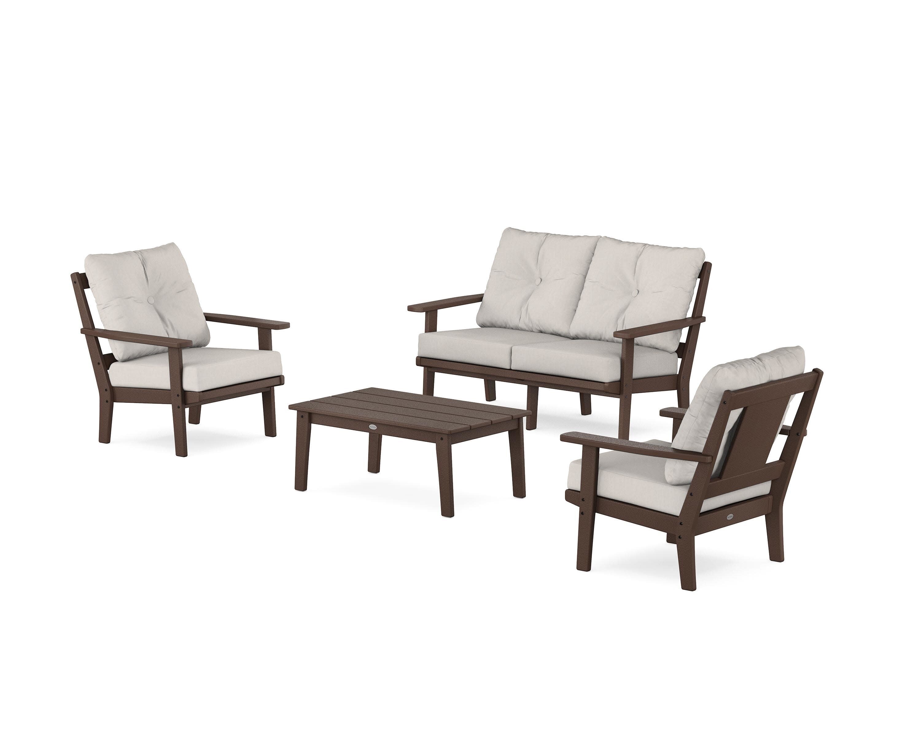 Prairie 4-Piece Deep Seating Set with Loveseat in Mahogany / Cast Ash