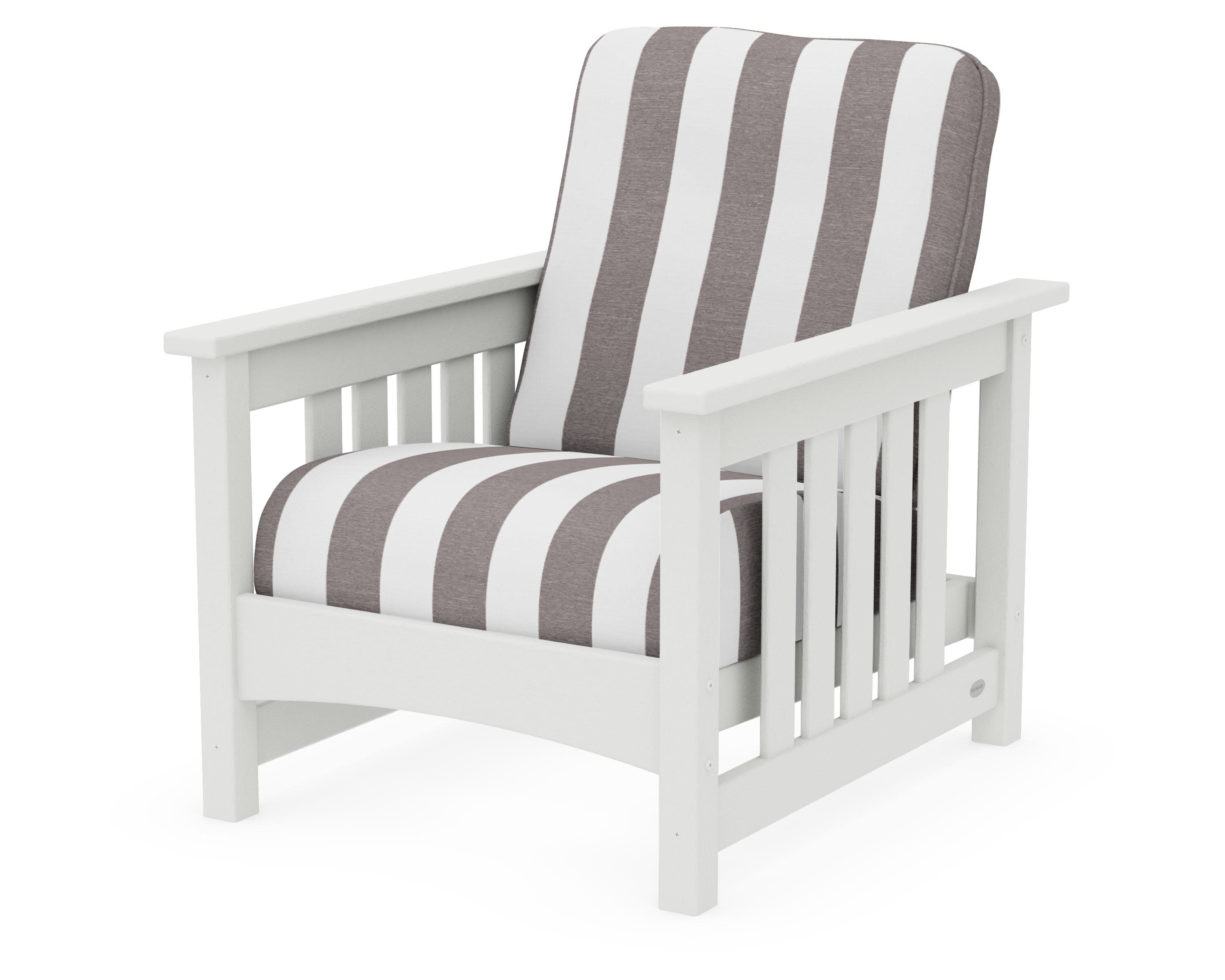 Club Mission Chair in Vintage White / Cabana Stripe Grey Mist
