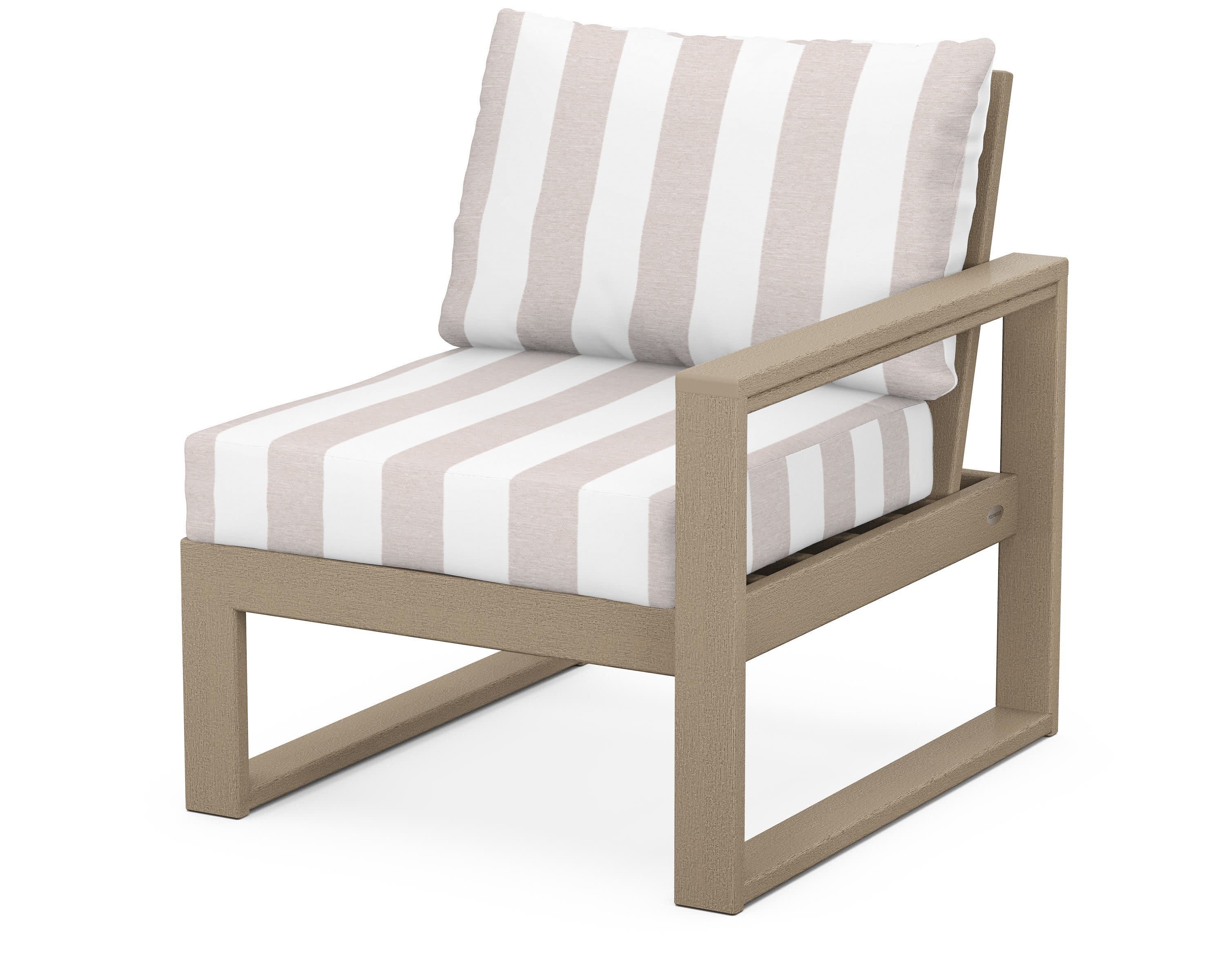 EDGE Modular Right Arm Chair in Vintage Sahara / Cabana Stripe Dune Burlap