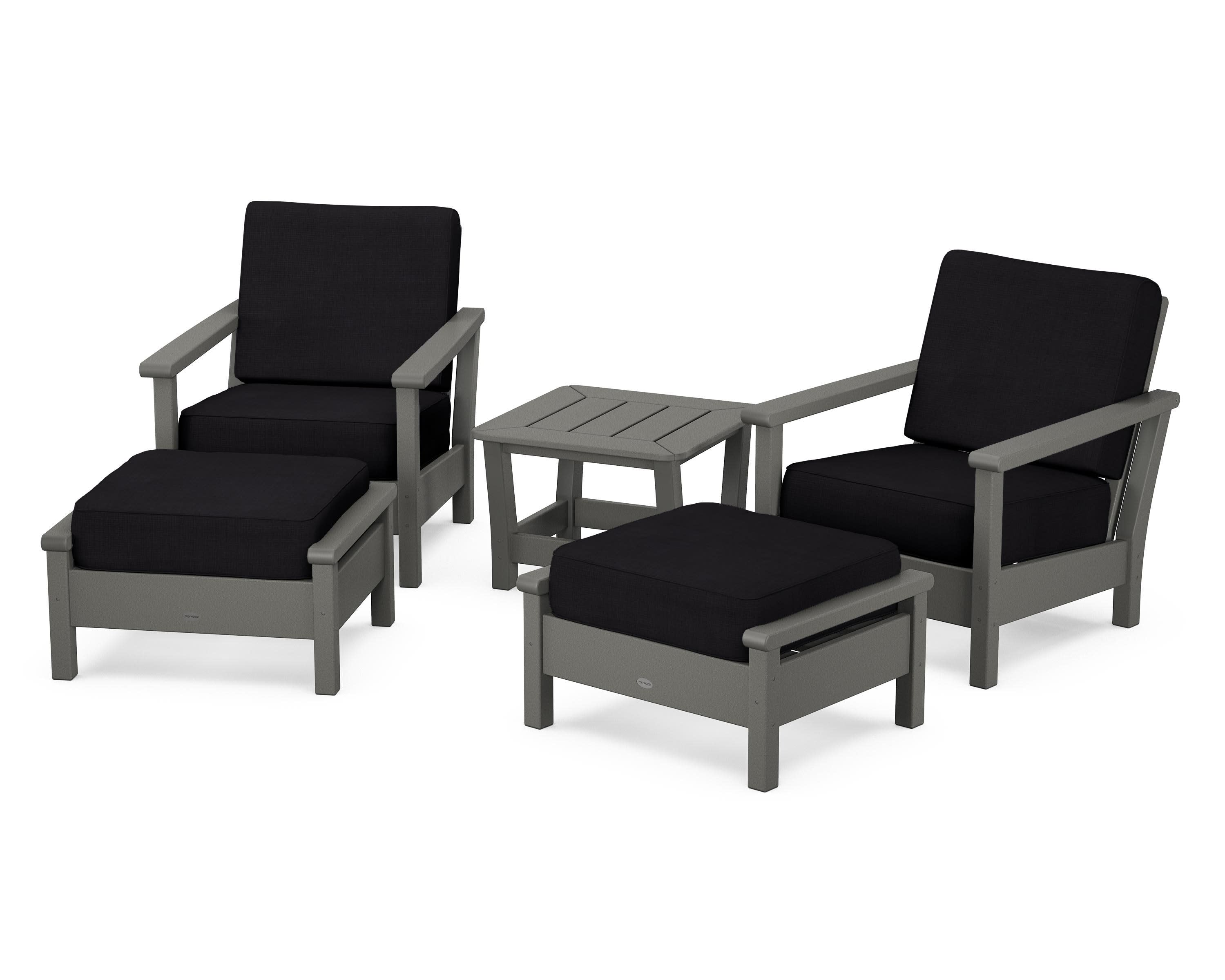 Harbour 5-Piece Deep Seating Chair Set in Slate Grey / Midnight Linen