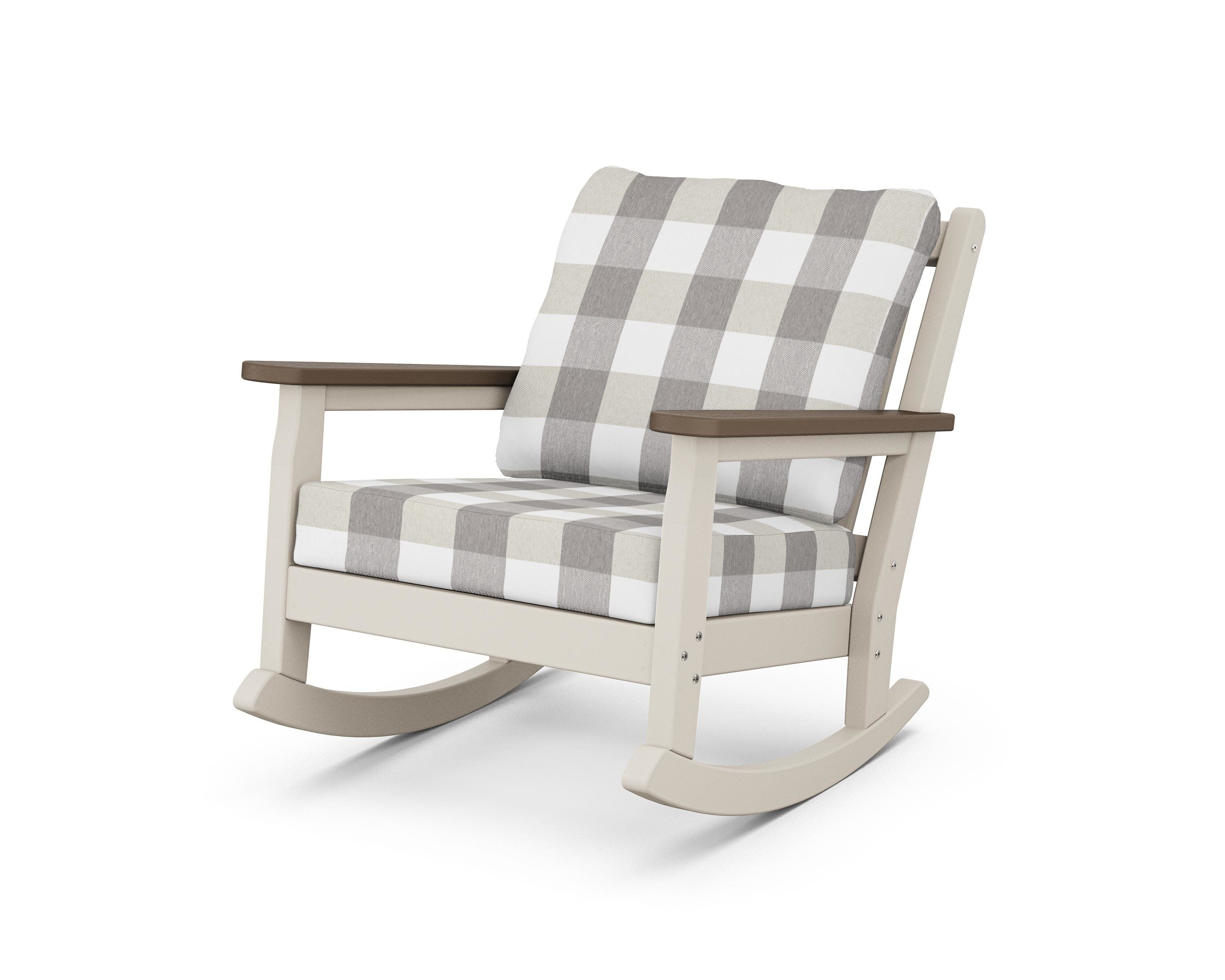 Chippendale Deep Seating Rocking Chair in Sand / Kona / Buffalo Plaid Grey Mist