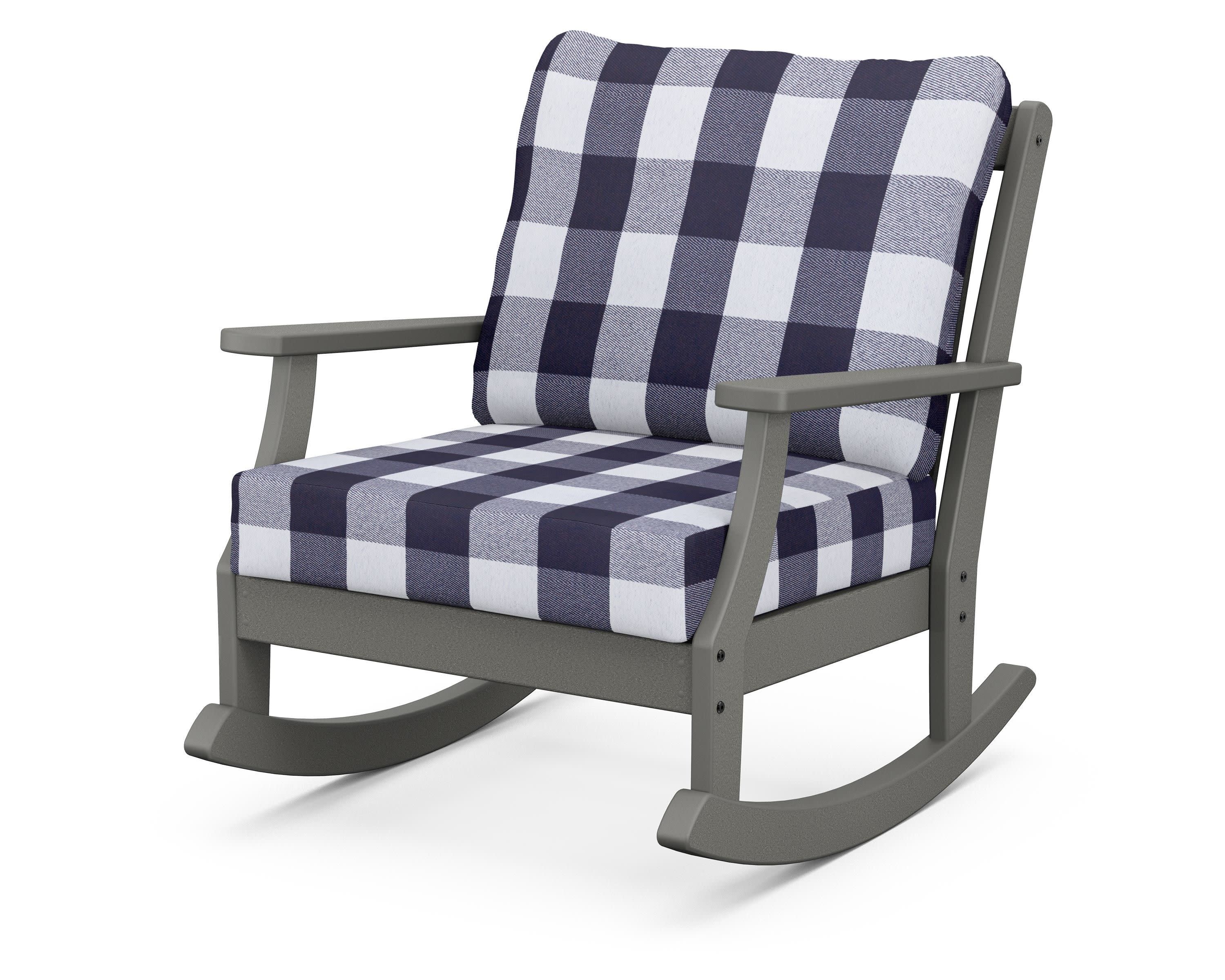 Braxton Deep Seating Rocking Chair in Slate Grey / Buffalo Plaid Navy