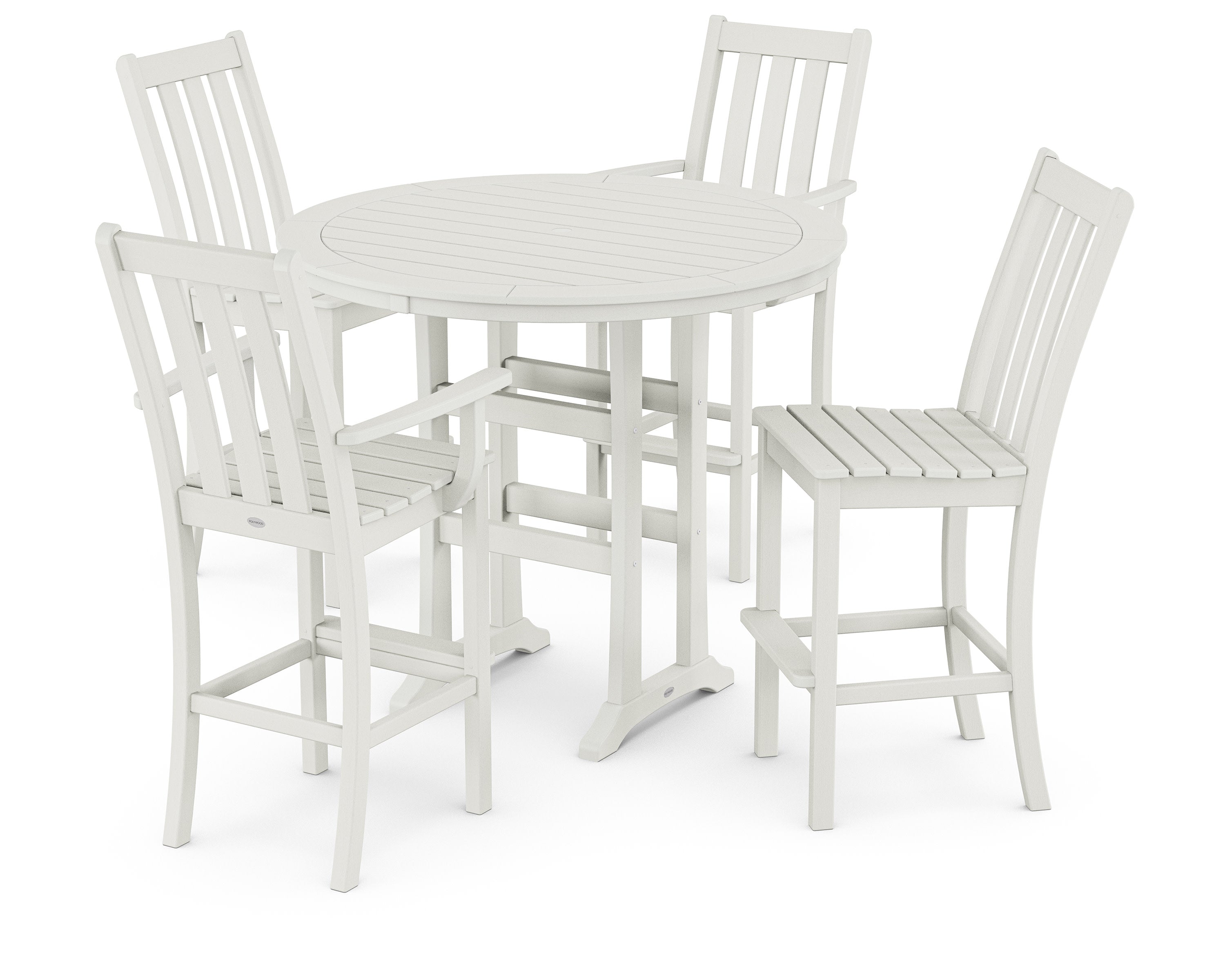 Vineyard 5-Piece Nautical Trestle Bar Set in Vintage White