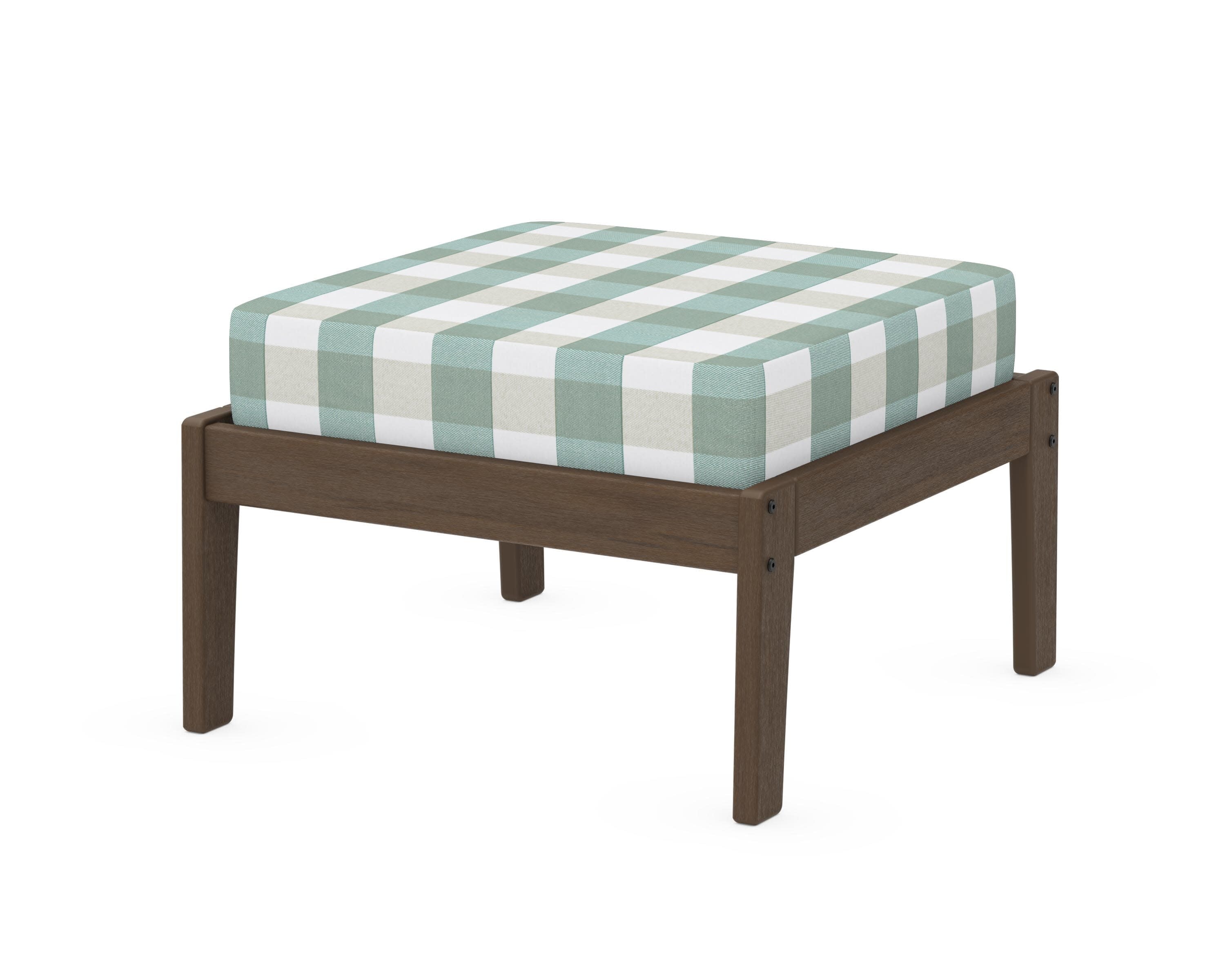 Deep Seating Ottoman in Kona / Buffalo Plaid Glacier Spa