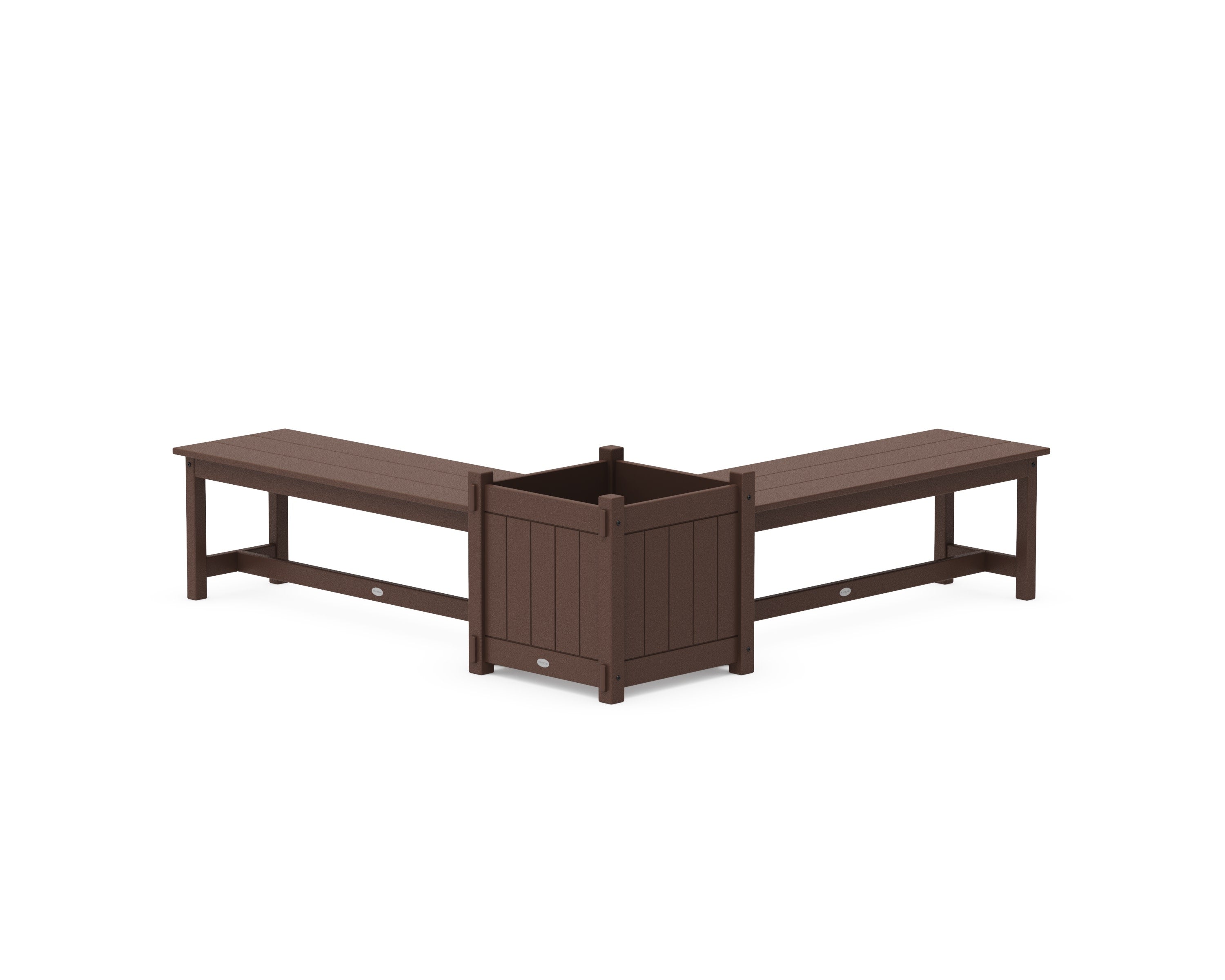 48" Vineyard L- Shaped Planter Bench Set- Large in Mahogany