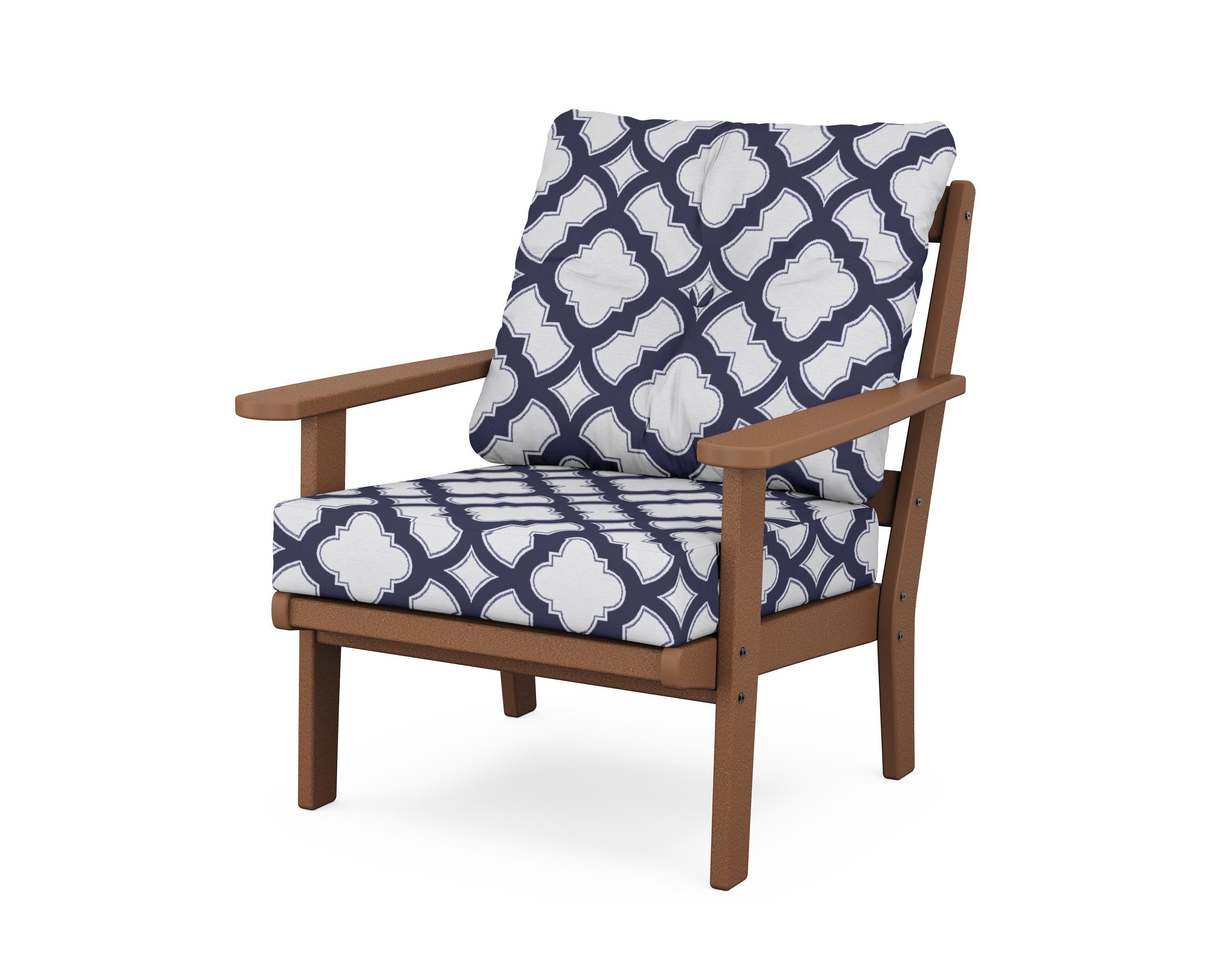 Mission Deep Seating Chair in Teak / Trellis Navy