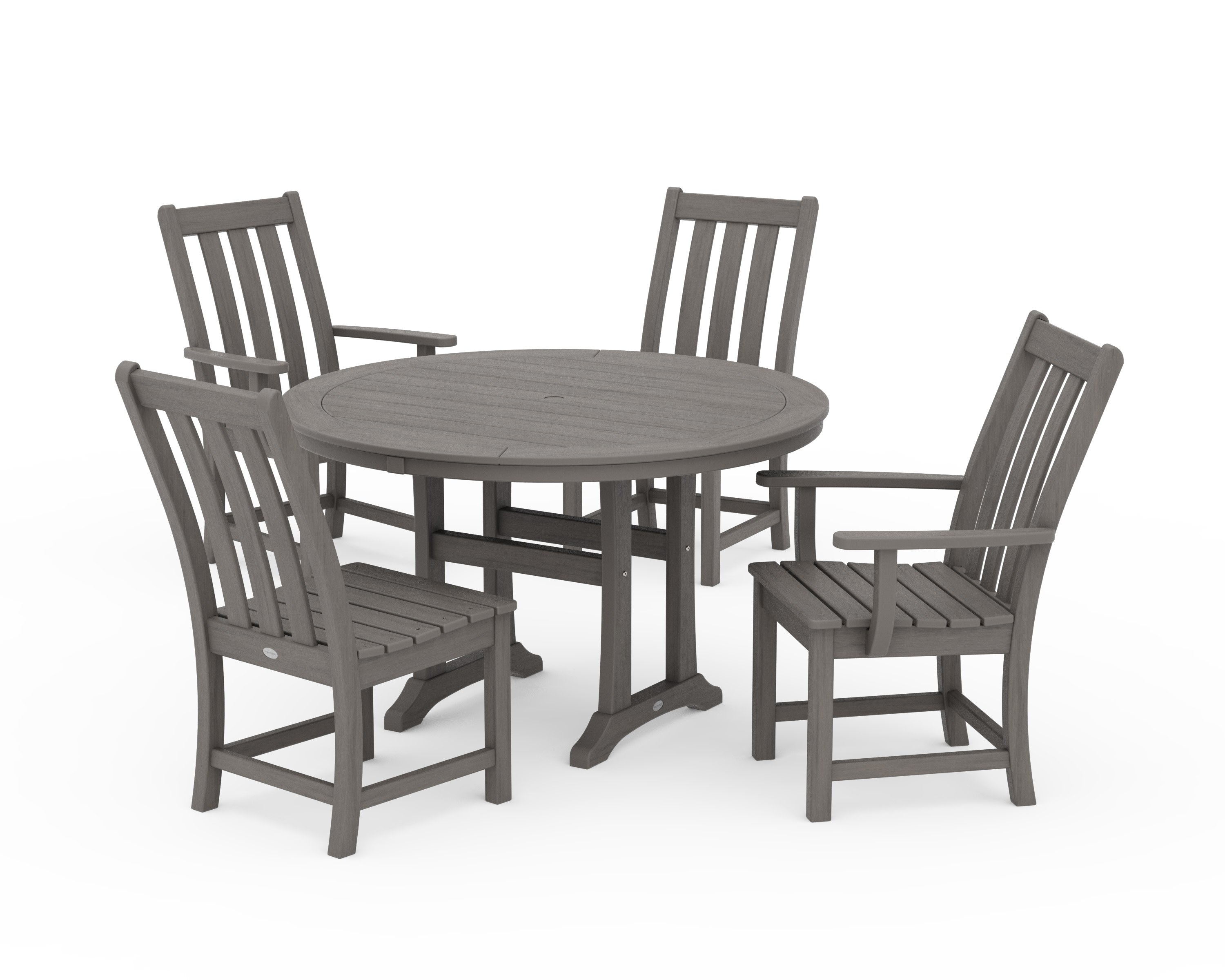 Vineyard 5-Piece Nautical Trestle Dining Set in Driftwood