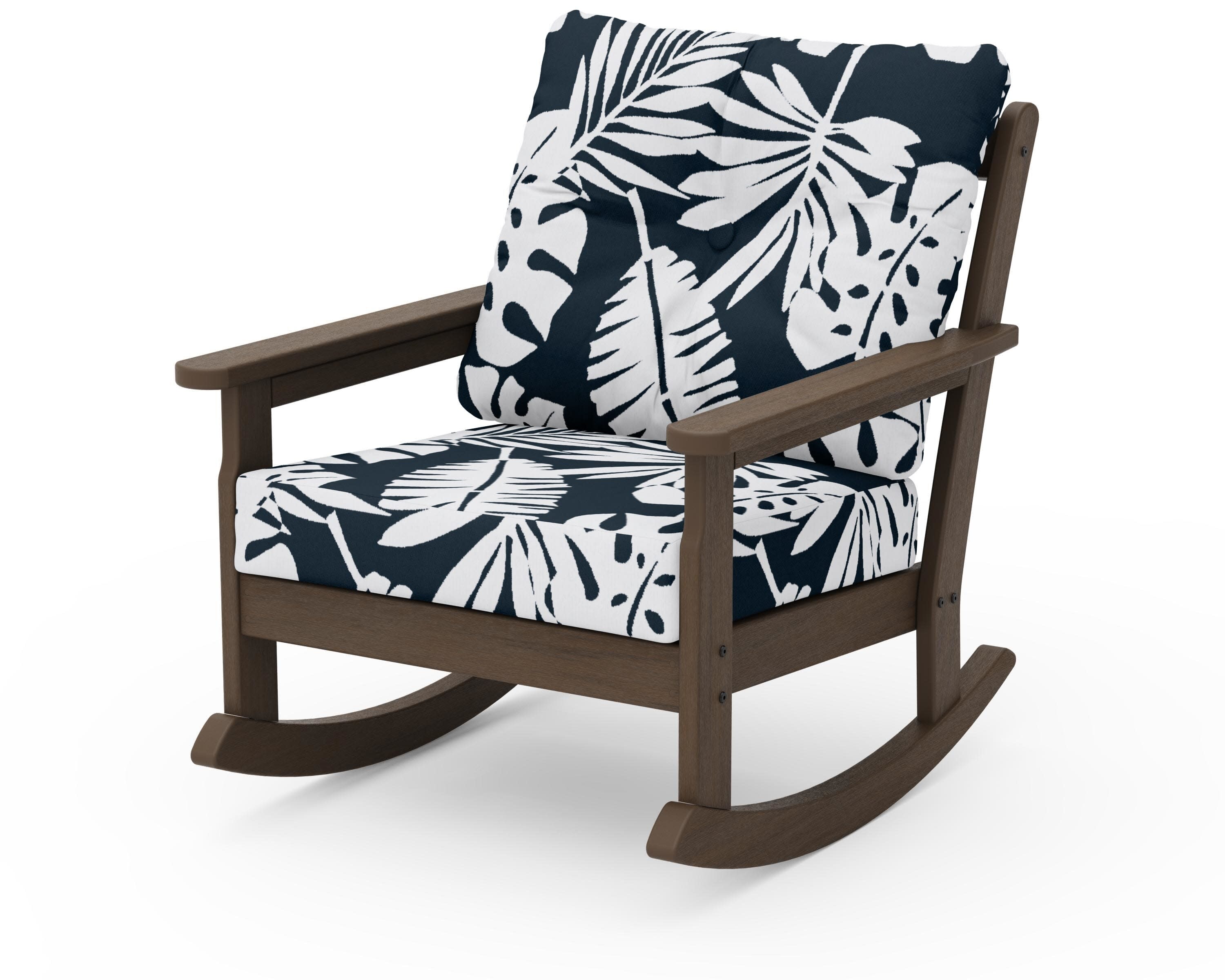 Vineyard Deep Seating Rocking Chair in Kona / Leaf Marine Indigo