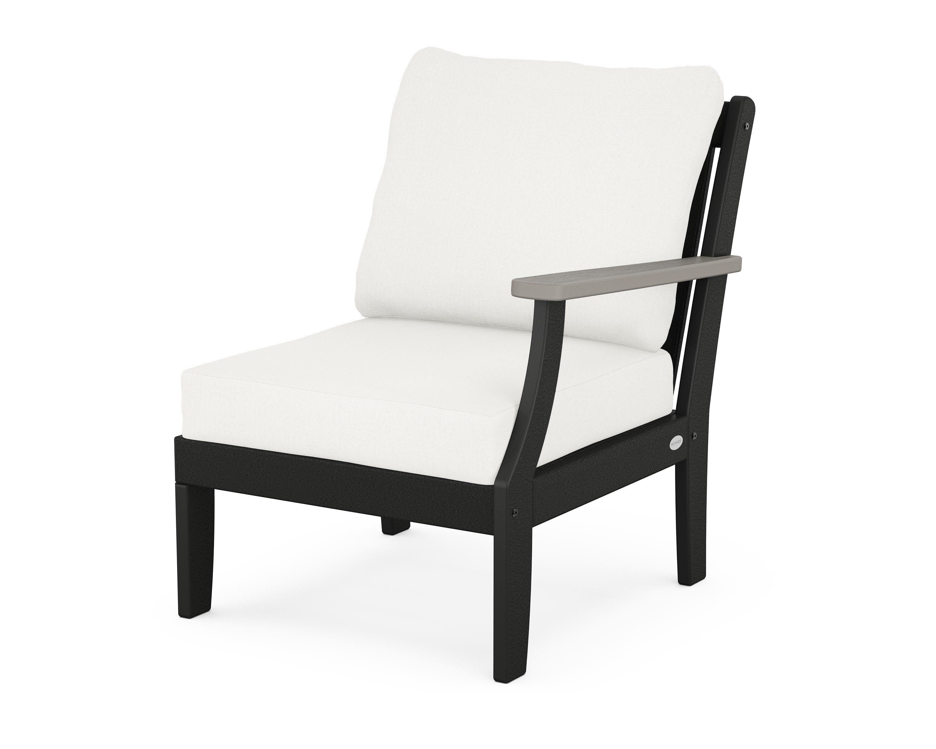 Braxton Modular Right Arm Chair in Black / Driftwood / Natural Linen