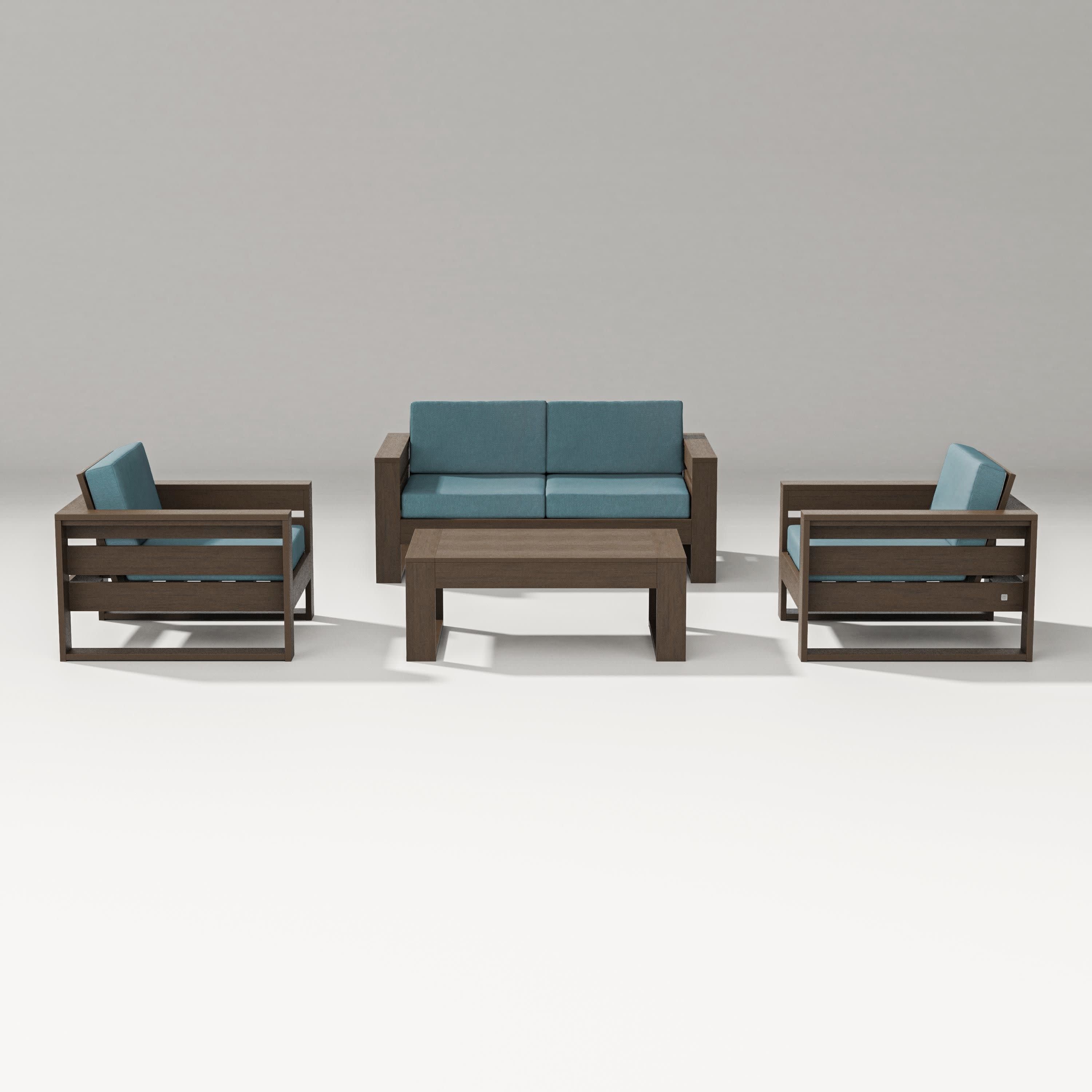 Latitude 4-Piece Lounge Loveseat Set in Kona / Ocean Teal