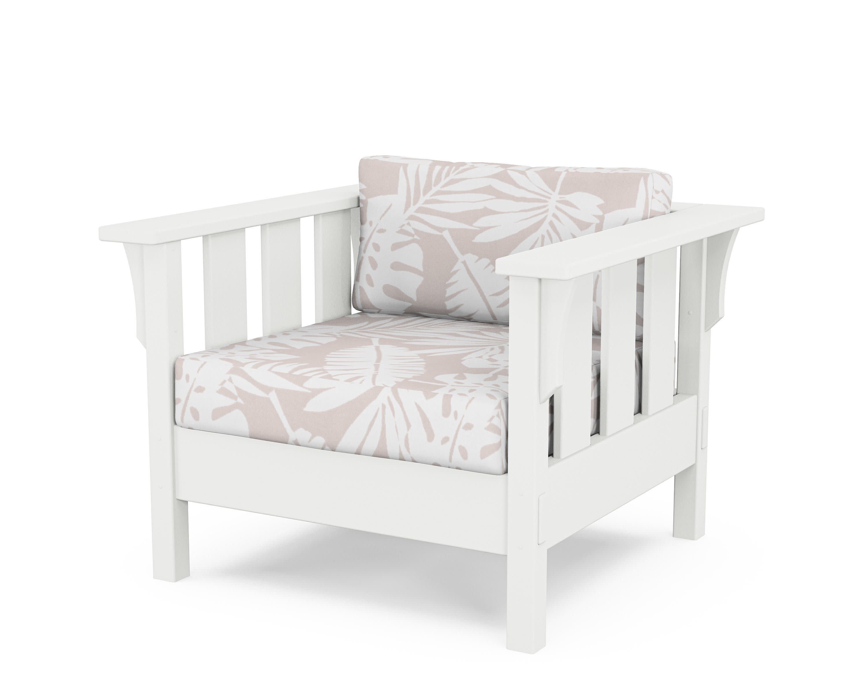 Acadia Deep Seating Chair in White / Leaf Dune Burlap