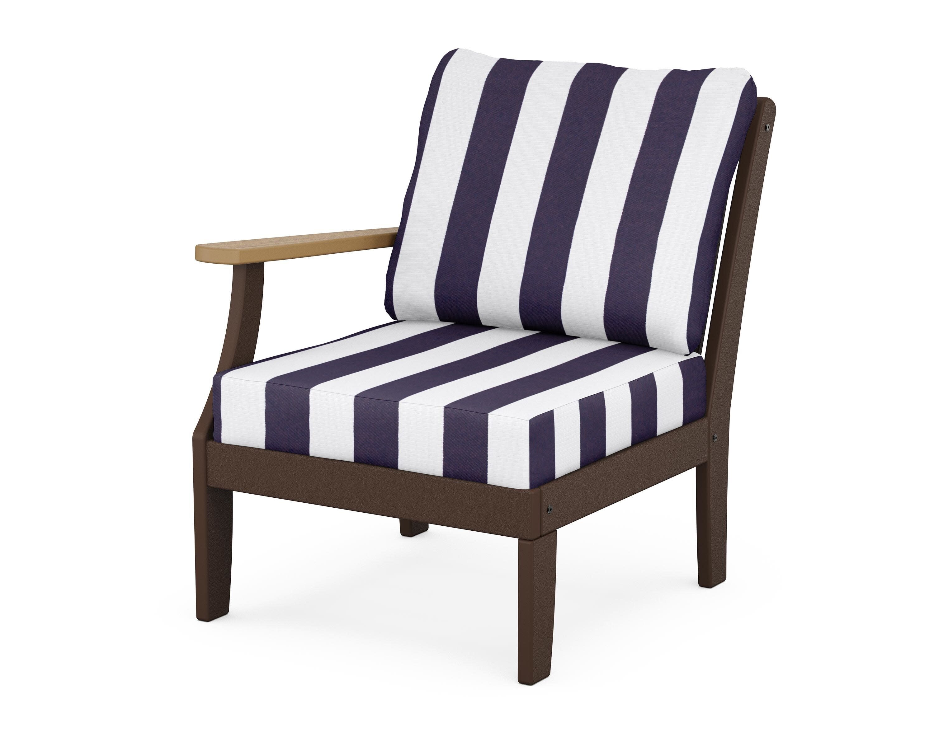 Braxton Modular Left Arm Chair in Mahogany / Natural / Cabana Stripe Navy