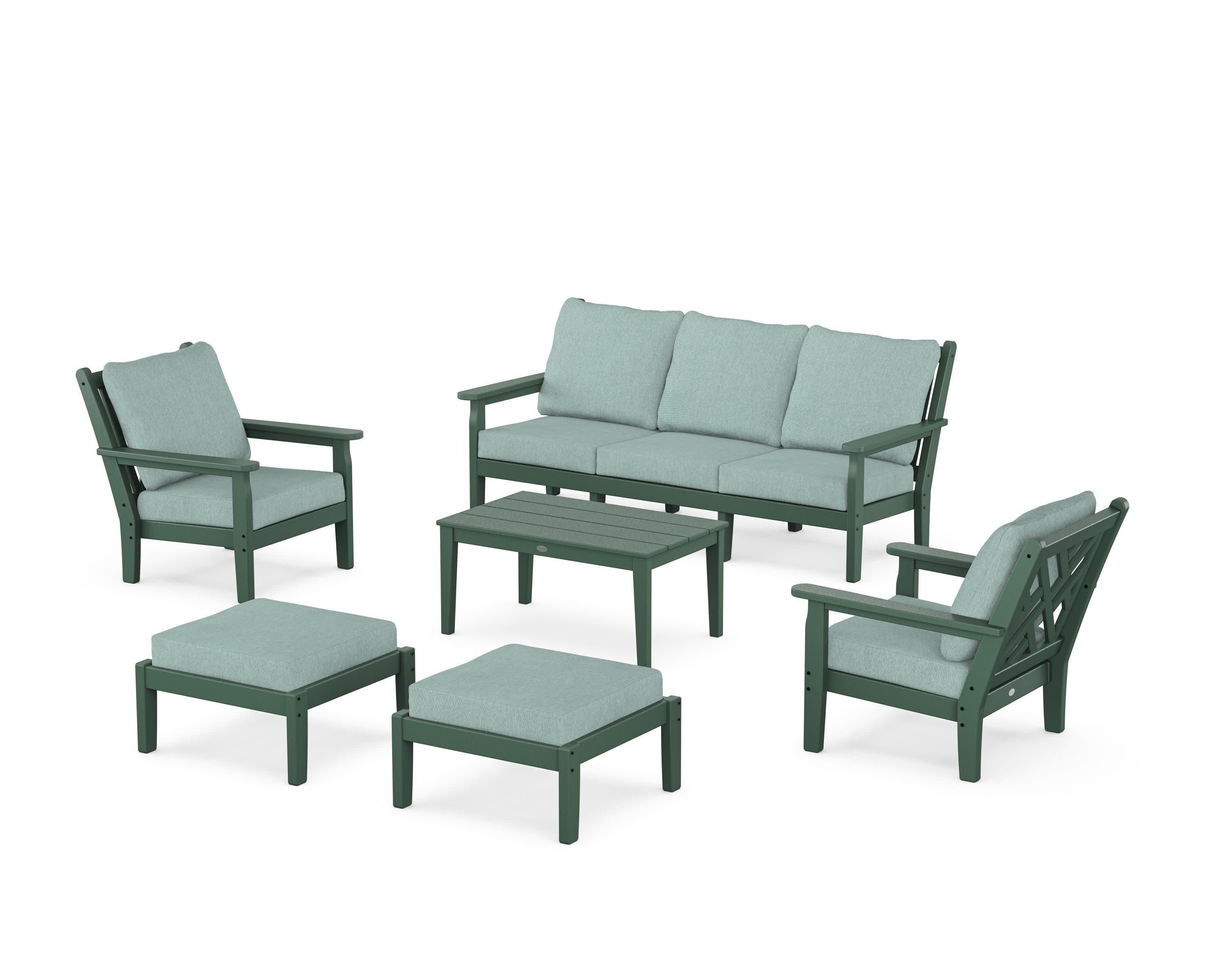 Chippendale 6-Piece Lounge Sofa Set in Green / Glacier Spa