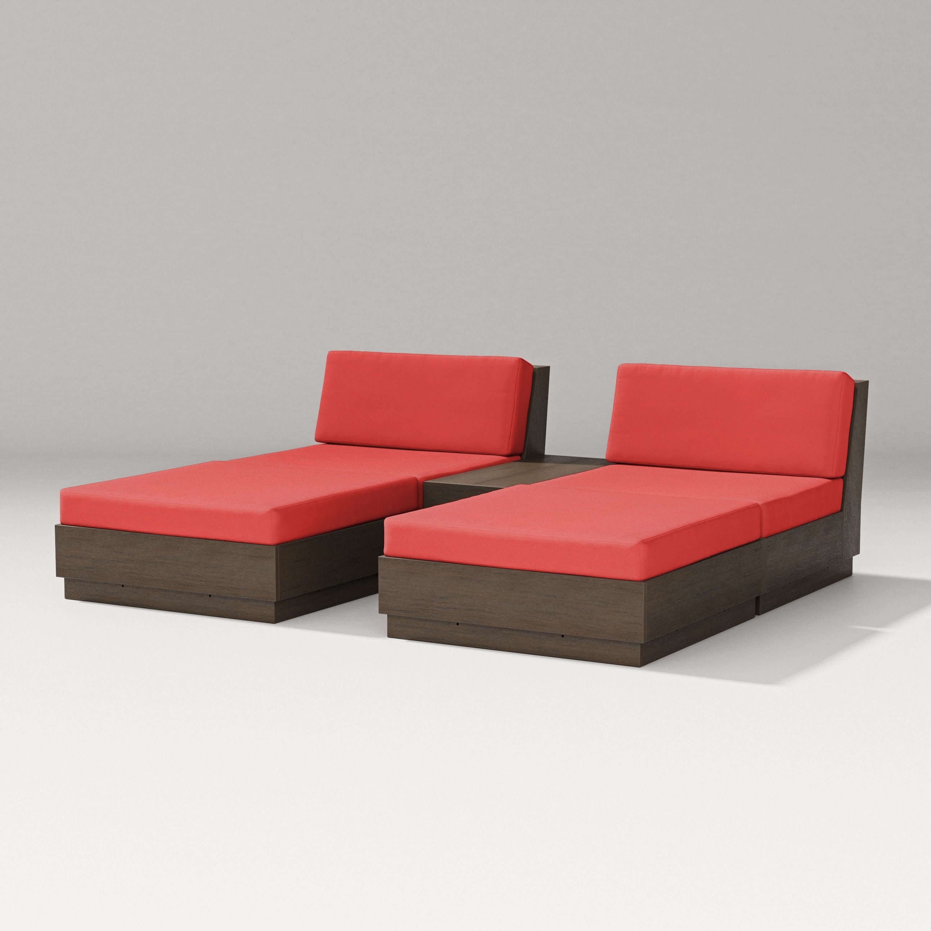 Elevate Double Chaise Set in Kona / Crimson Linen