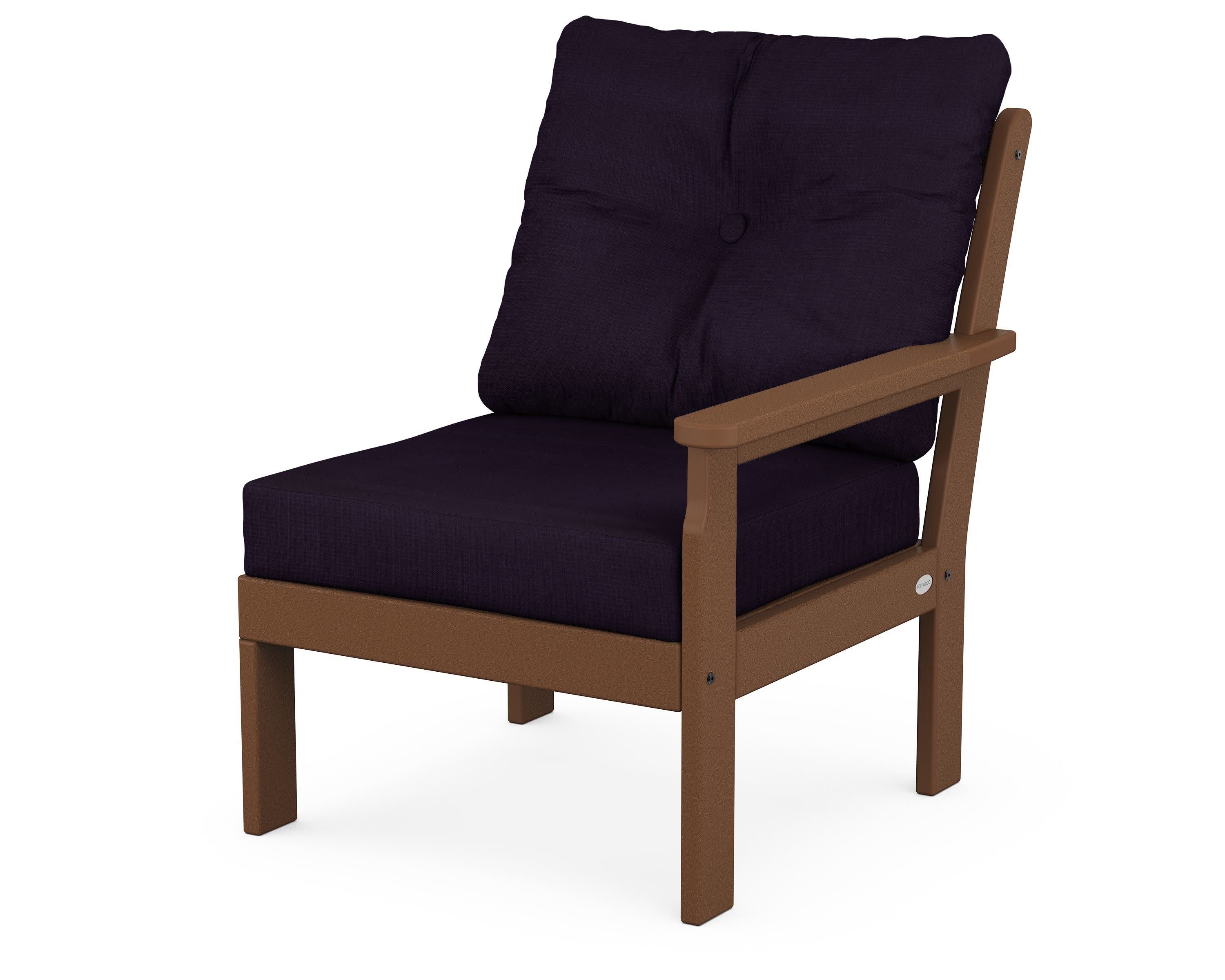 Vineyard Modular Right Arm Chair in Teak / Navy Linen