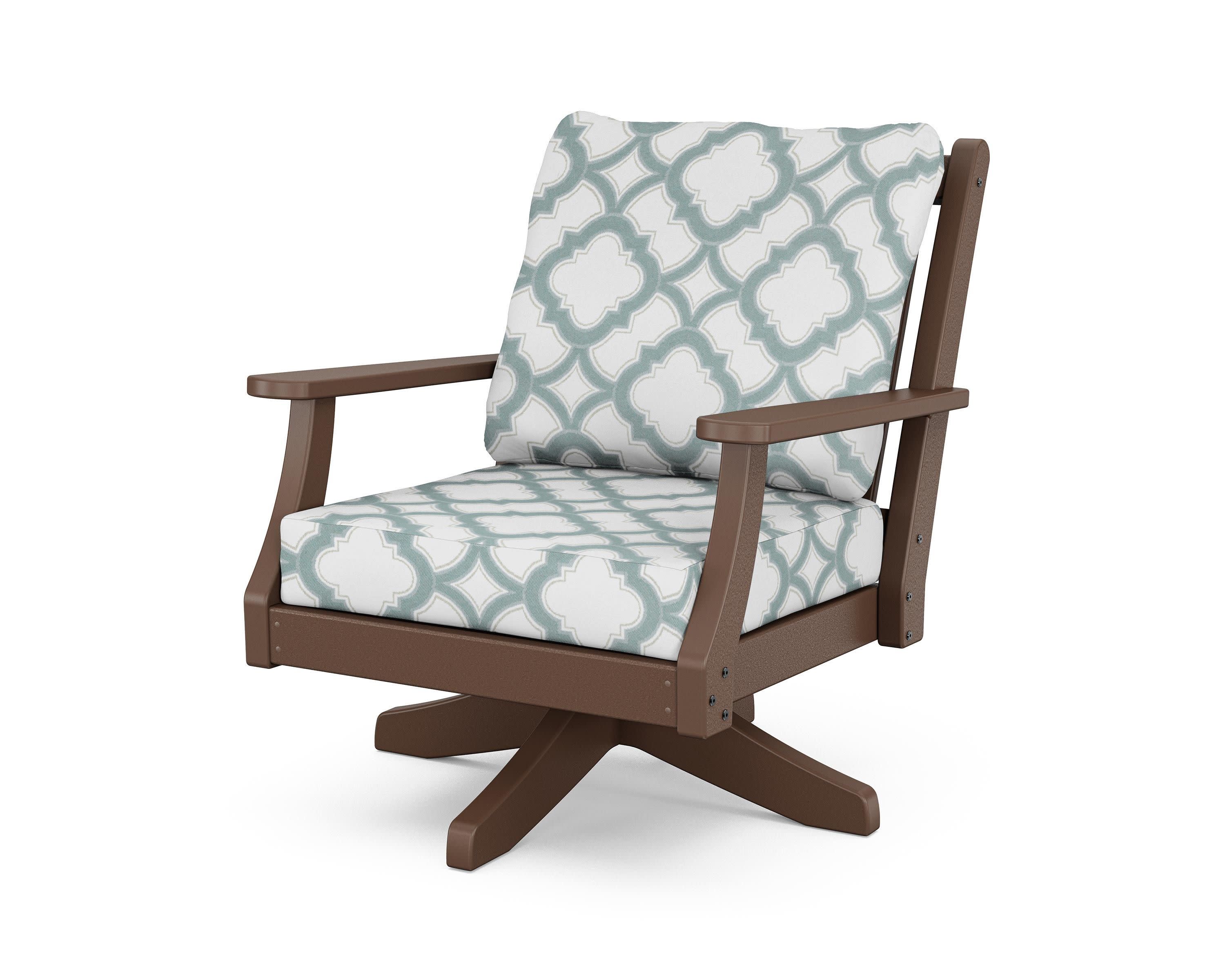 Wovendale Deep Seating Swivel Chair in Mahogany / Trellis Glacier Spa