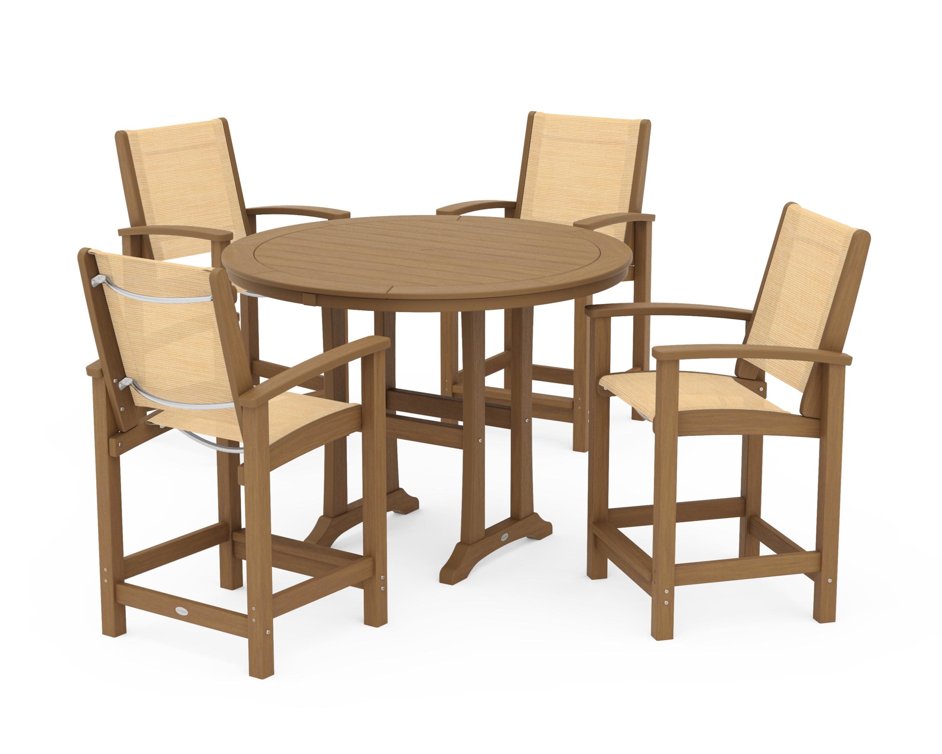 Coastal 5-Piece Counter Set in Natural / Dupioni Apricot Sling