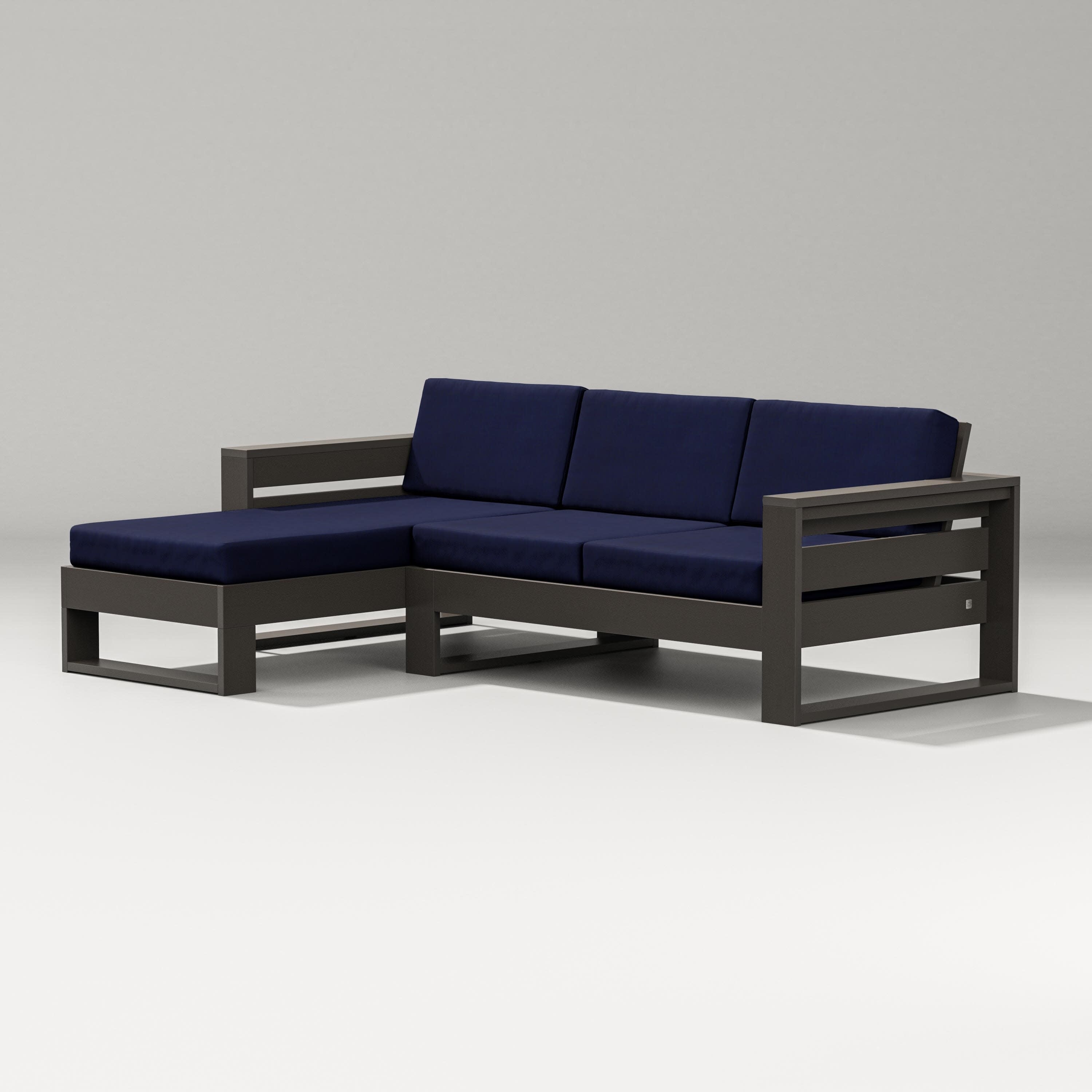 Latitude Left Chaise Sectional in Vintage Coffee / Navy