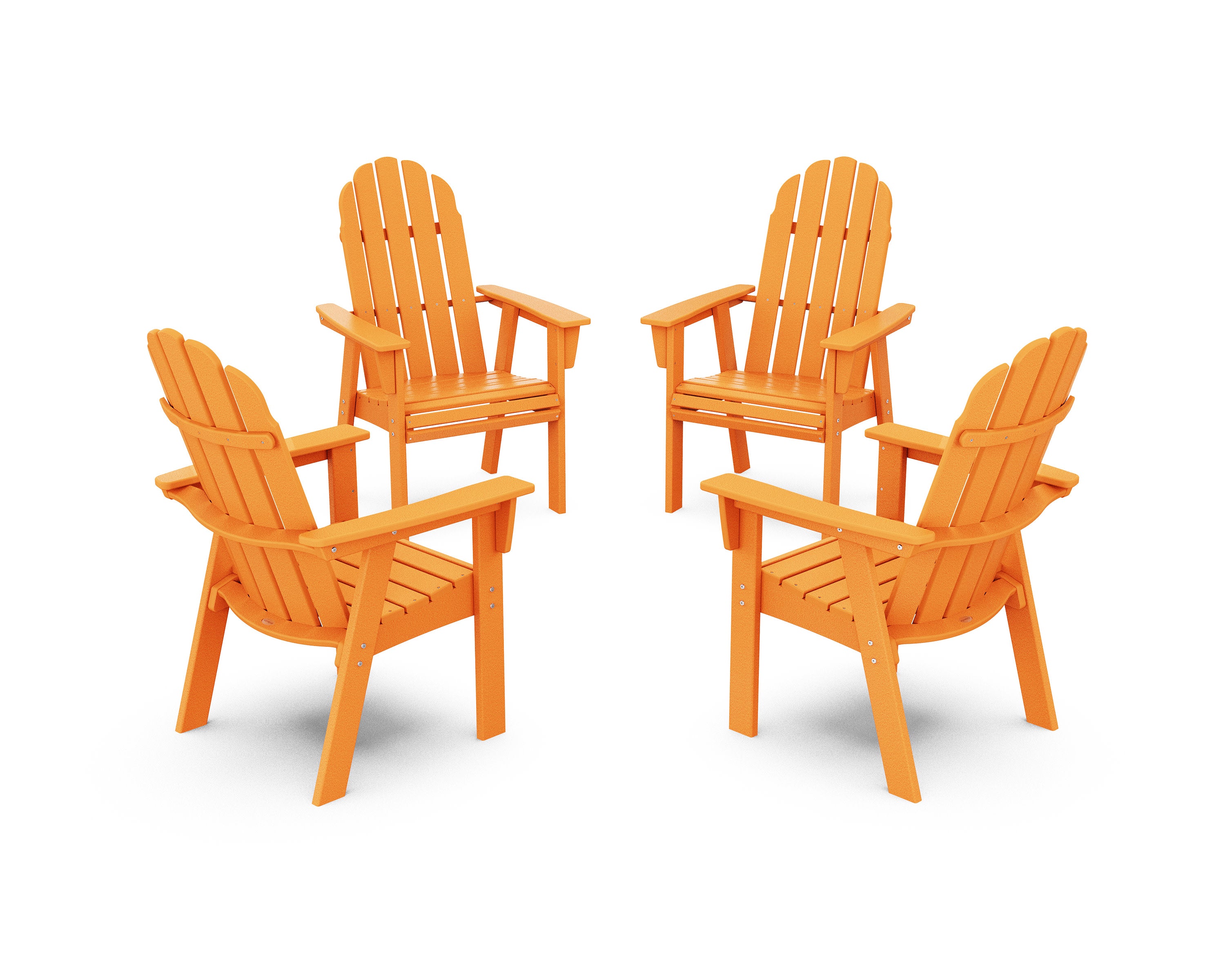 Vineyard 4-Piece Curveback Upright Adirondack Conversation Set in Tangerine