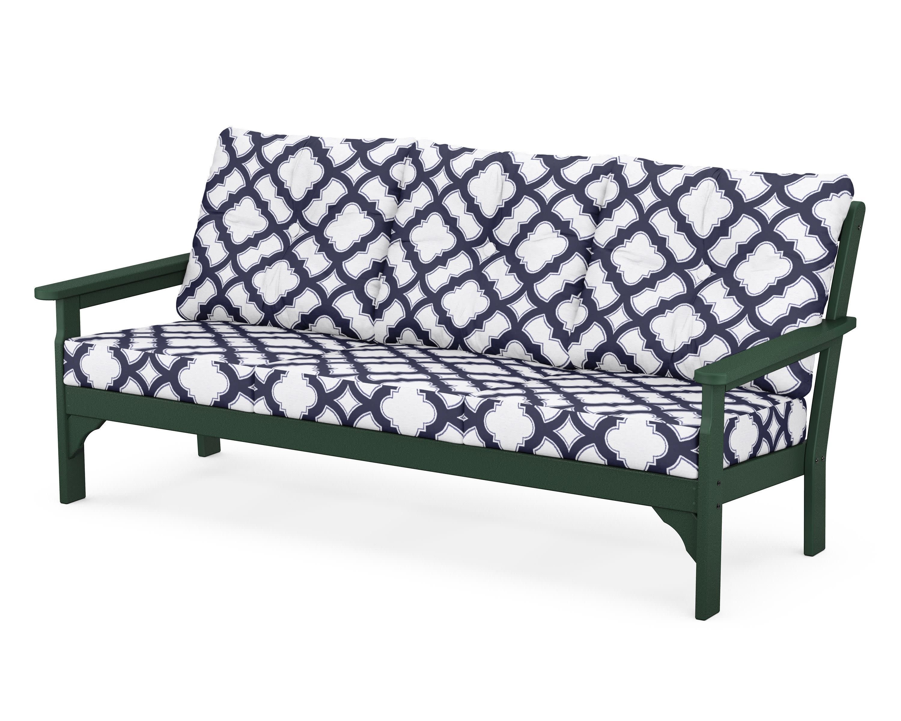 Vineyard Deep Seating Sofa in Green / Trellis Navy
