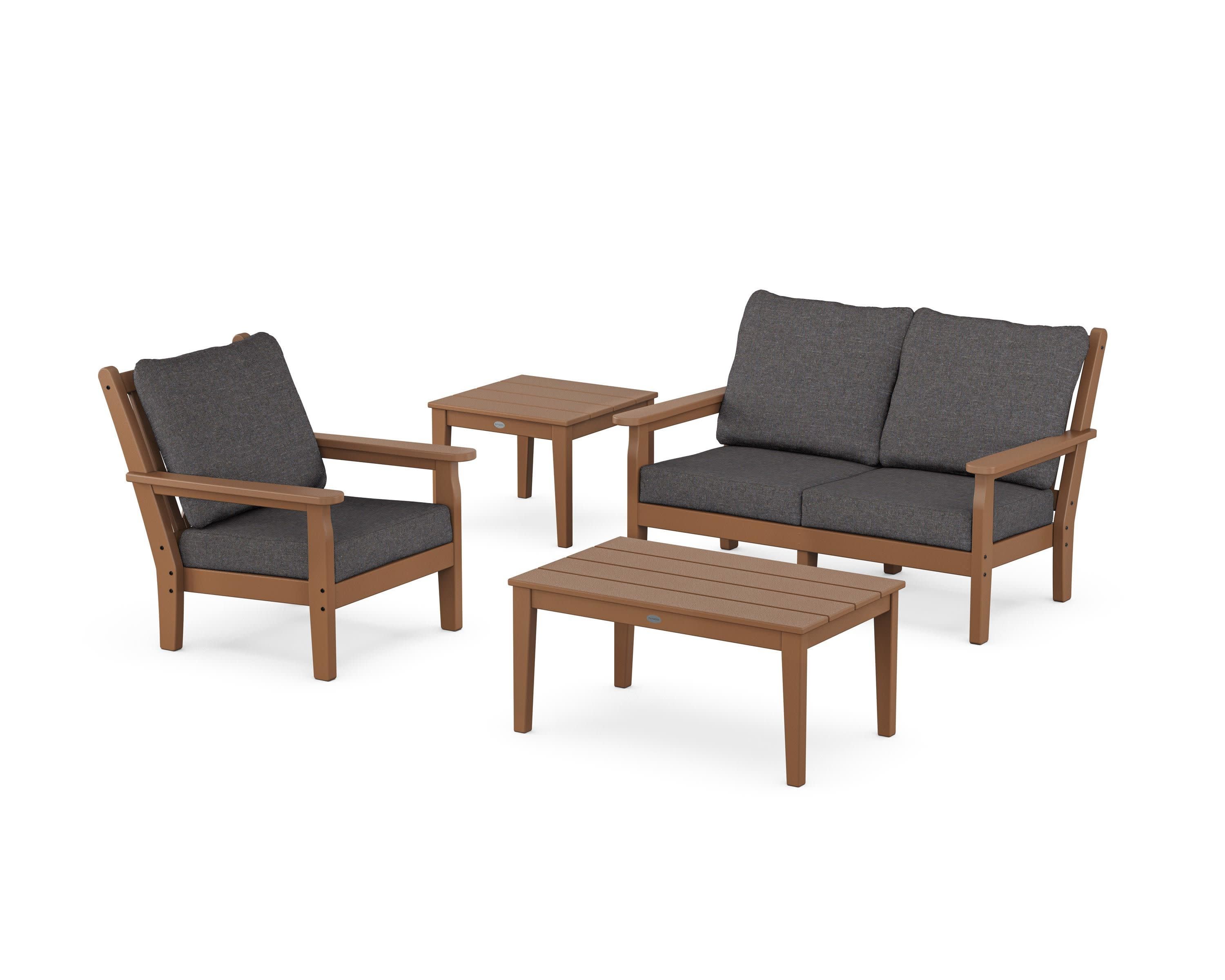 Chippendale 4-Piece Deep Seating Set in Teak / Ash Charcoal