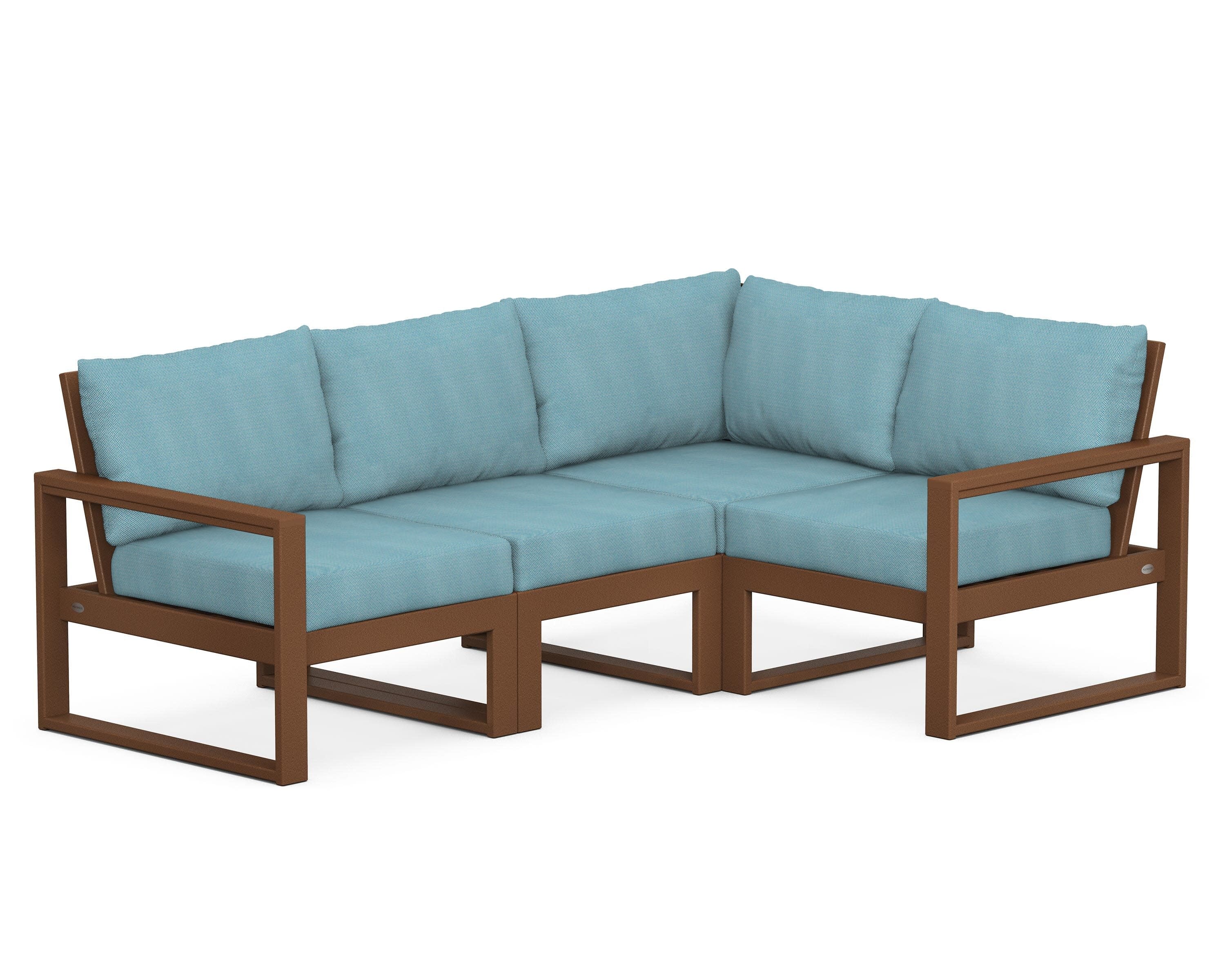 EDGE 4-Piece Modular Deep Seating Set in Teak / Lattice Sky Blue