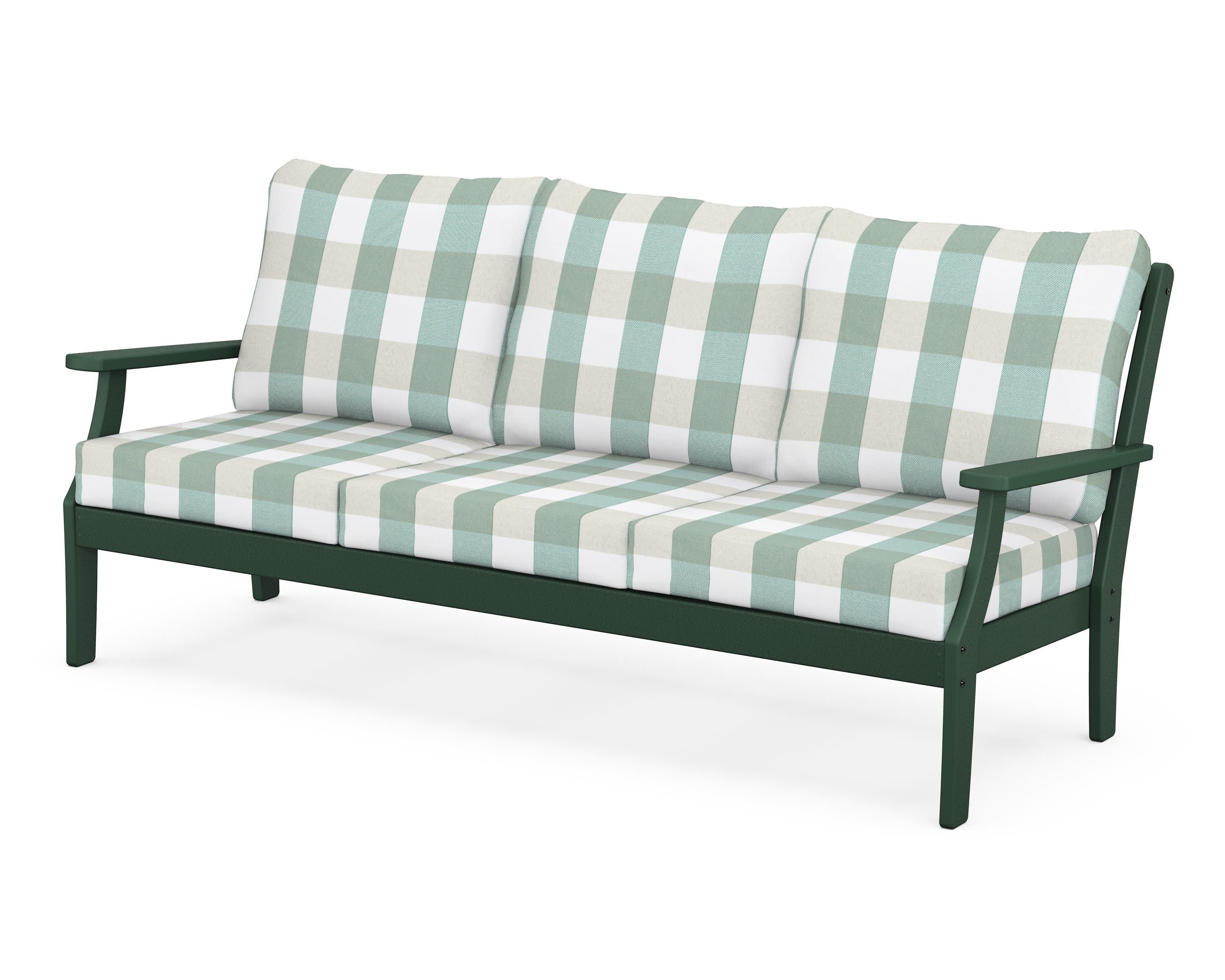 Braxton Deep Seating Sofa in Green / Buffalo Plaid Glacier Spa
