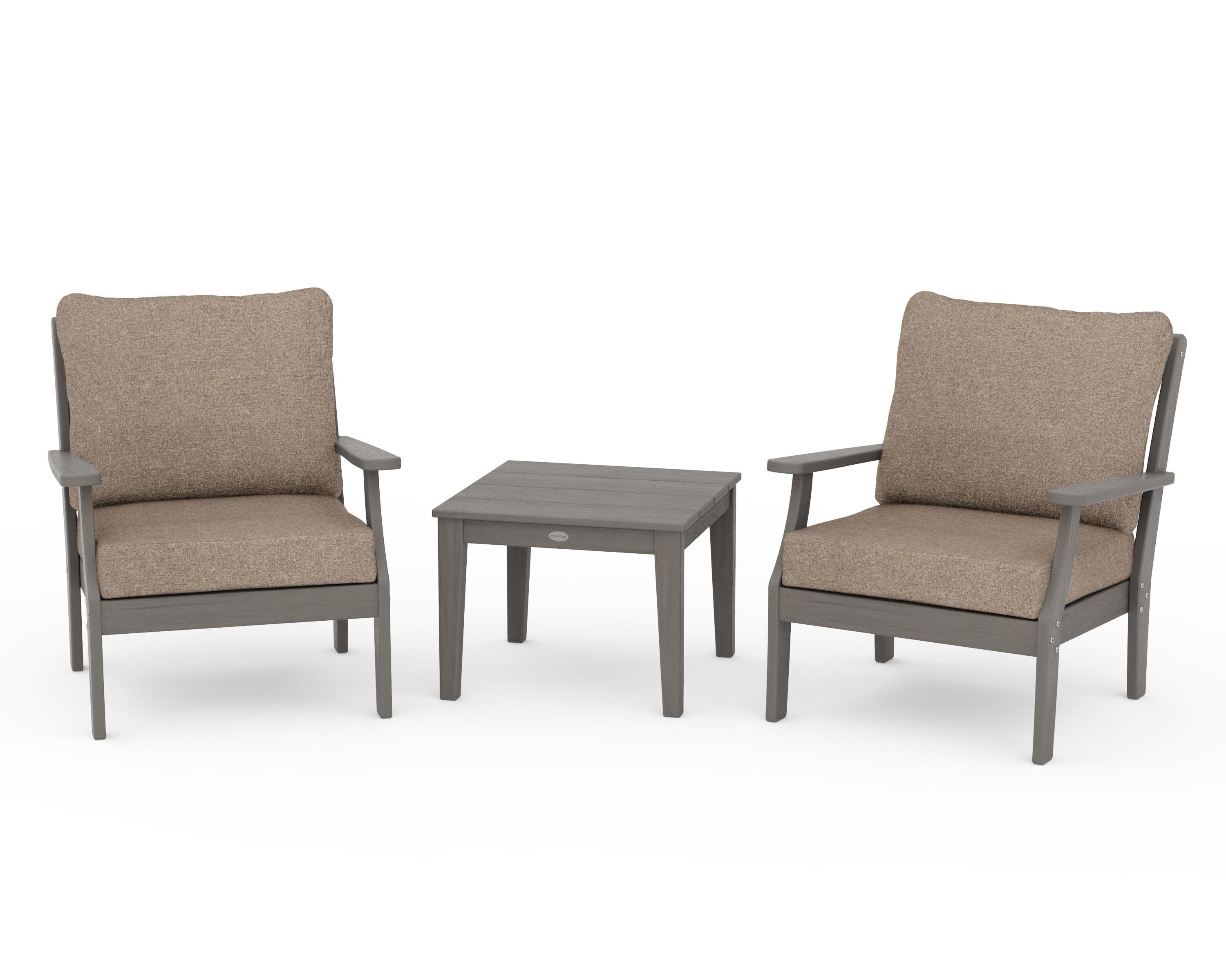 Braxton 3-Piece Deep Seating Set in Driftwood / Spiced Burlap