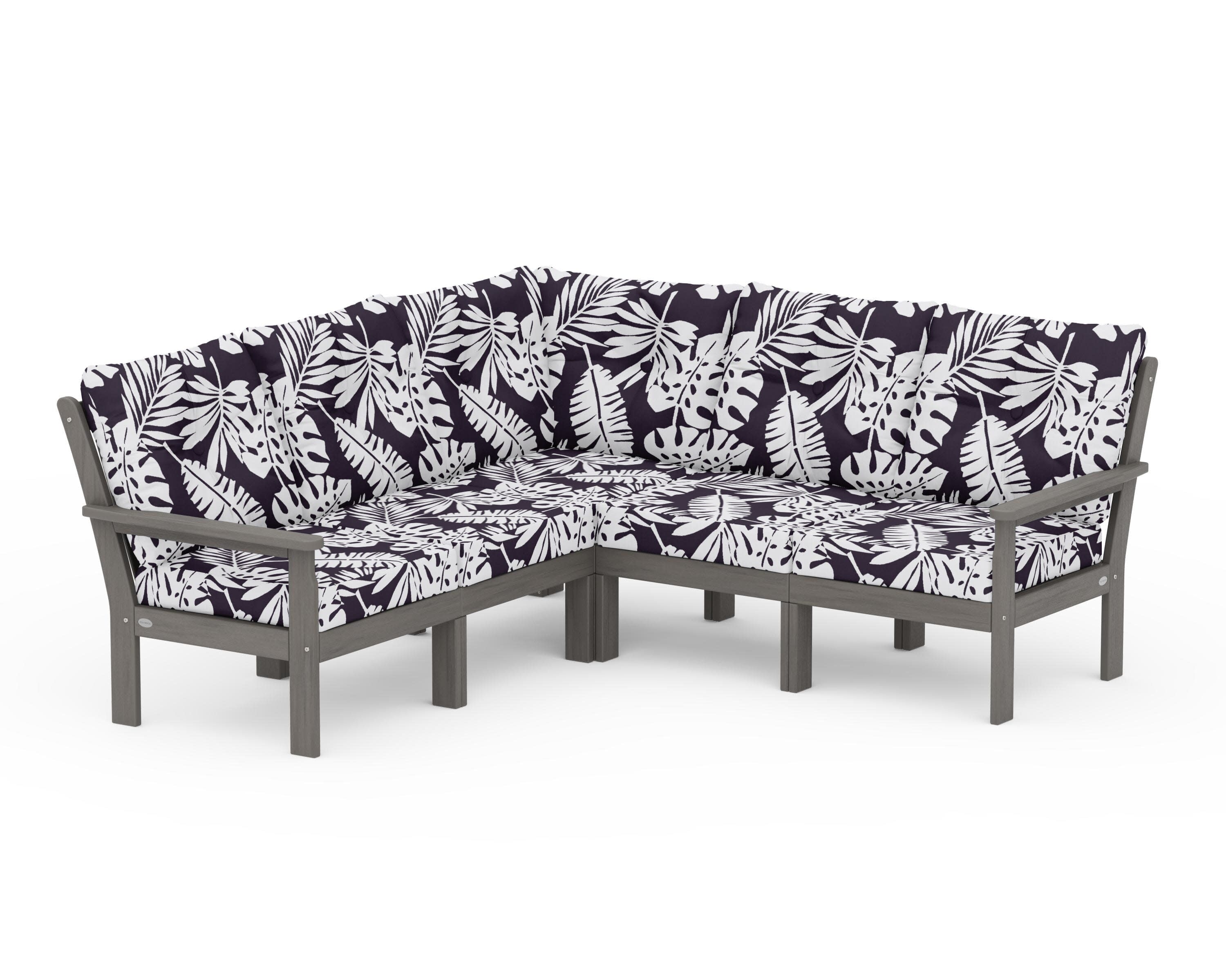 Vineyard 5-Piece Sectional in Driftwood / Leaf Navy