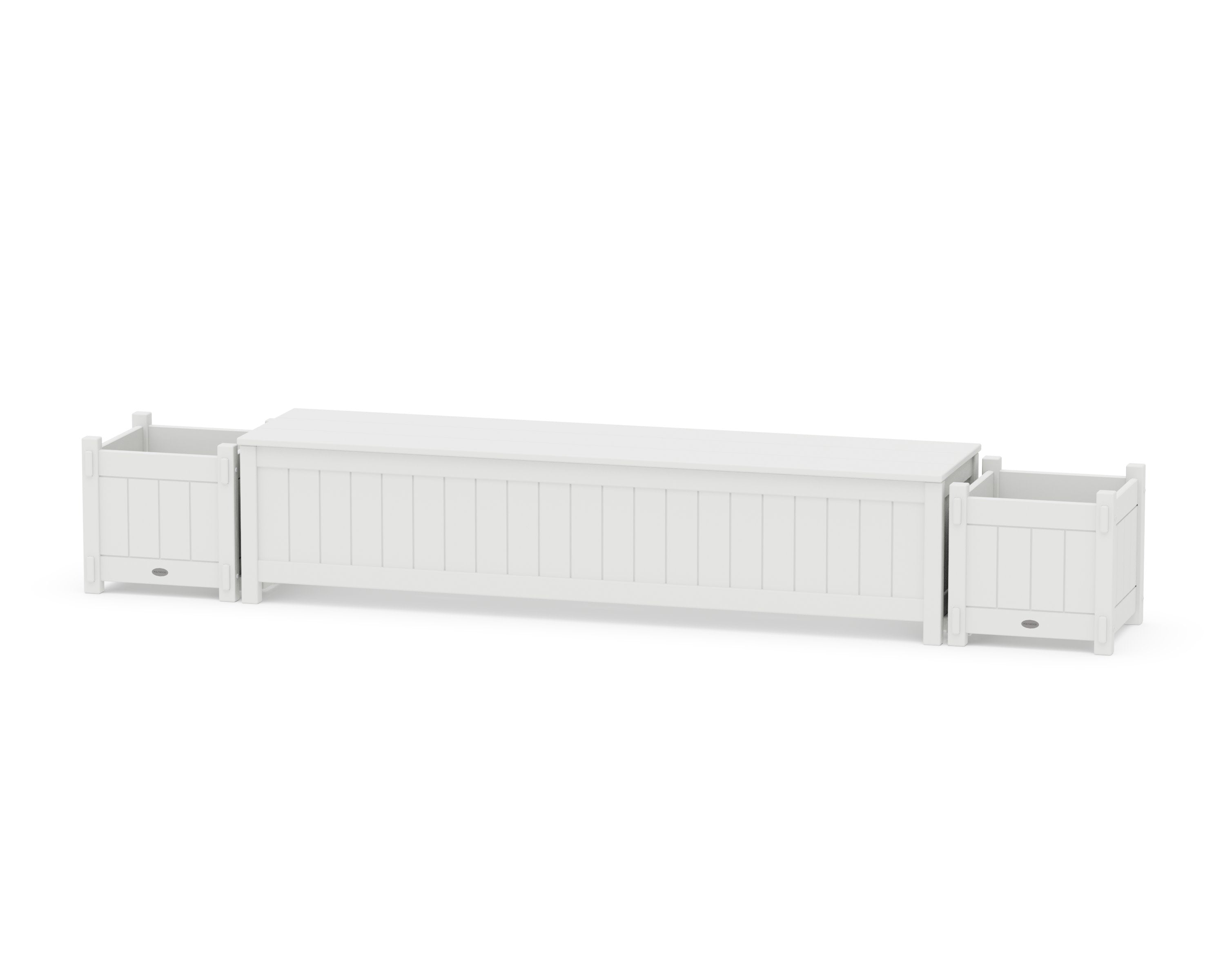 72" Vineyard Straight Planter Storage Bench Set in White