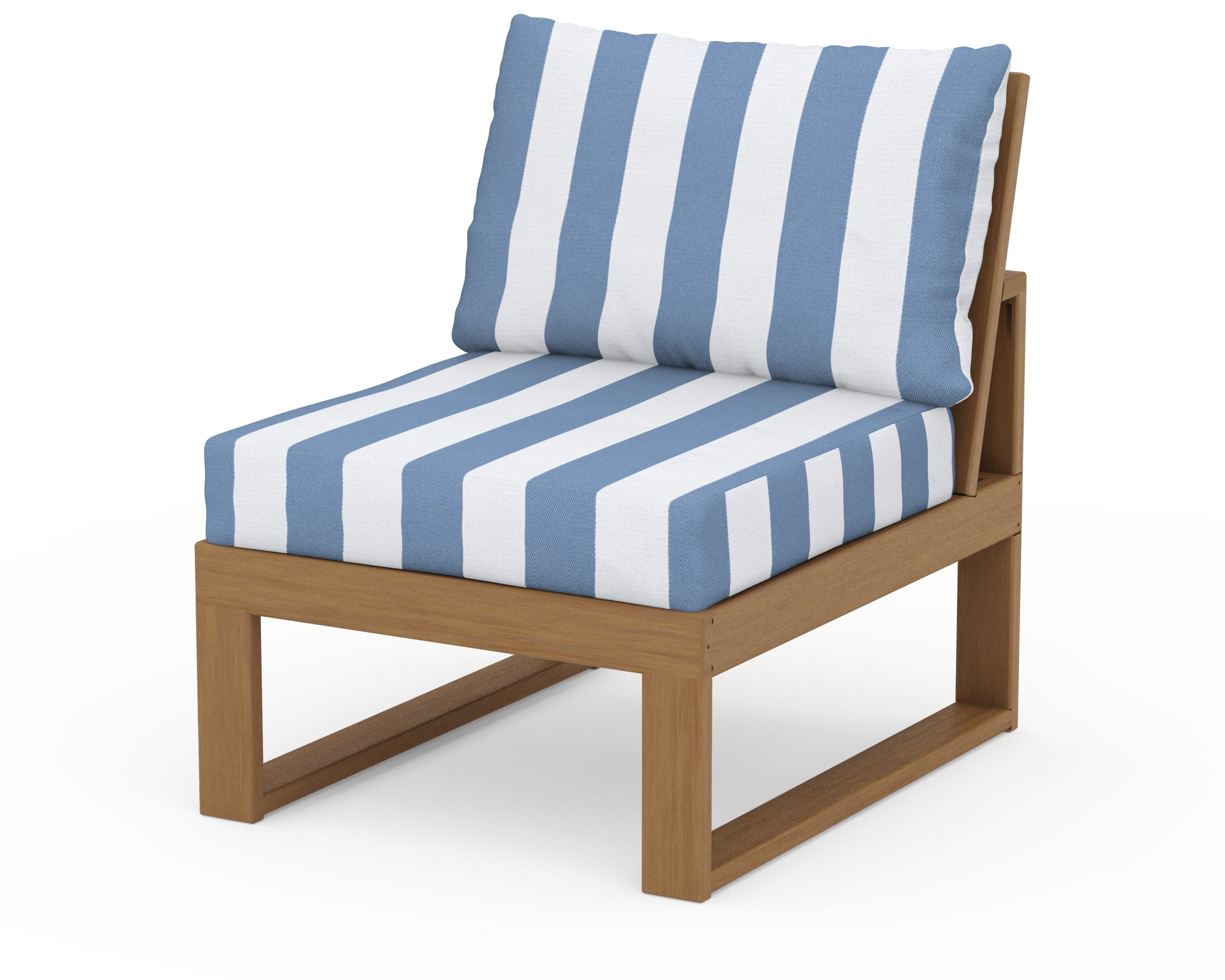 Modular Armless Chair in Natural / Cabana Stripe Sky Blue