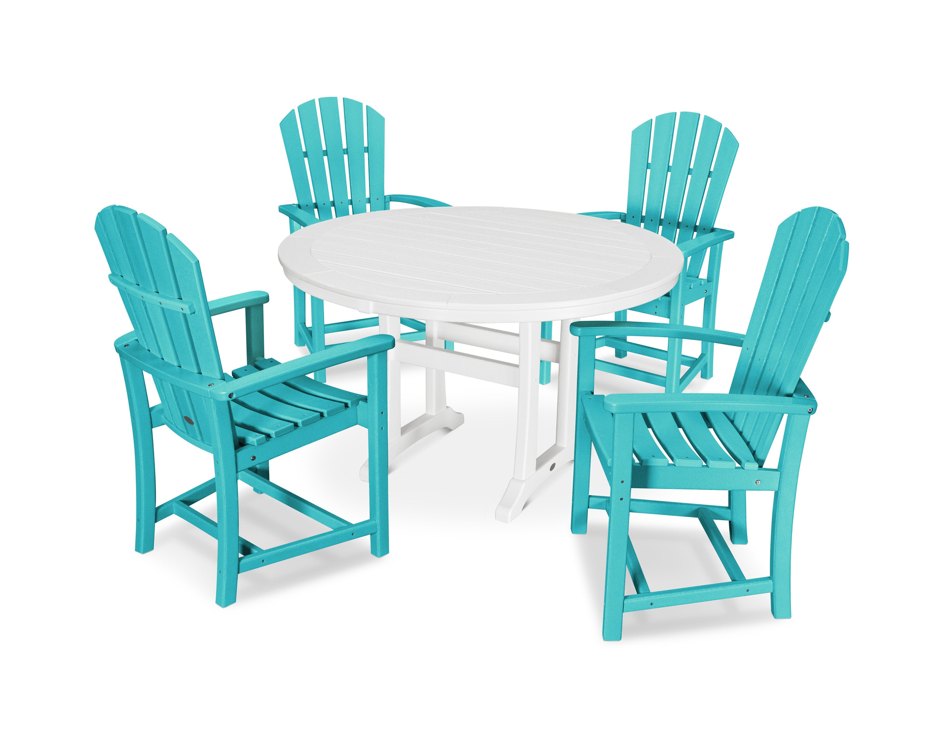 Palm Coast 5-Piece Round Dining Set in Aruba / White