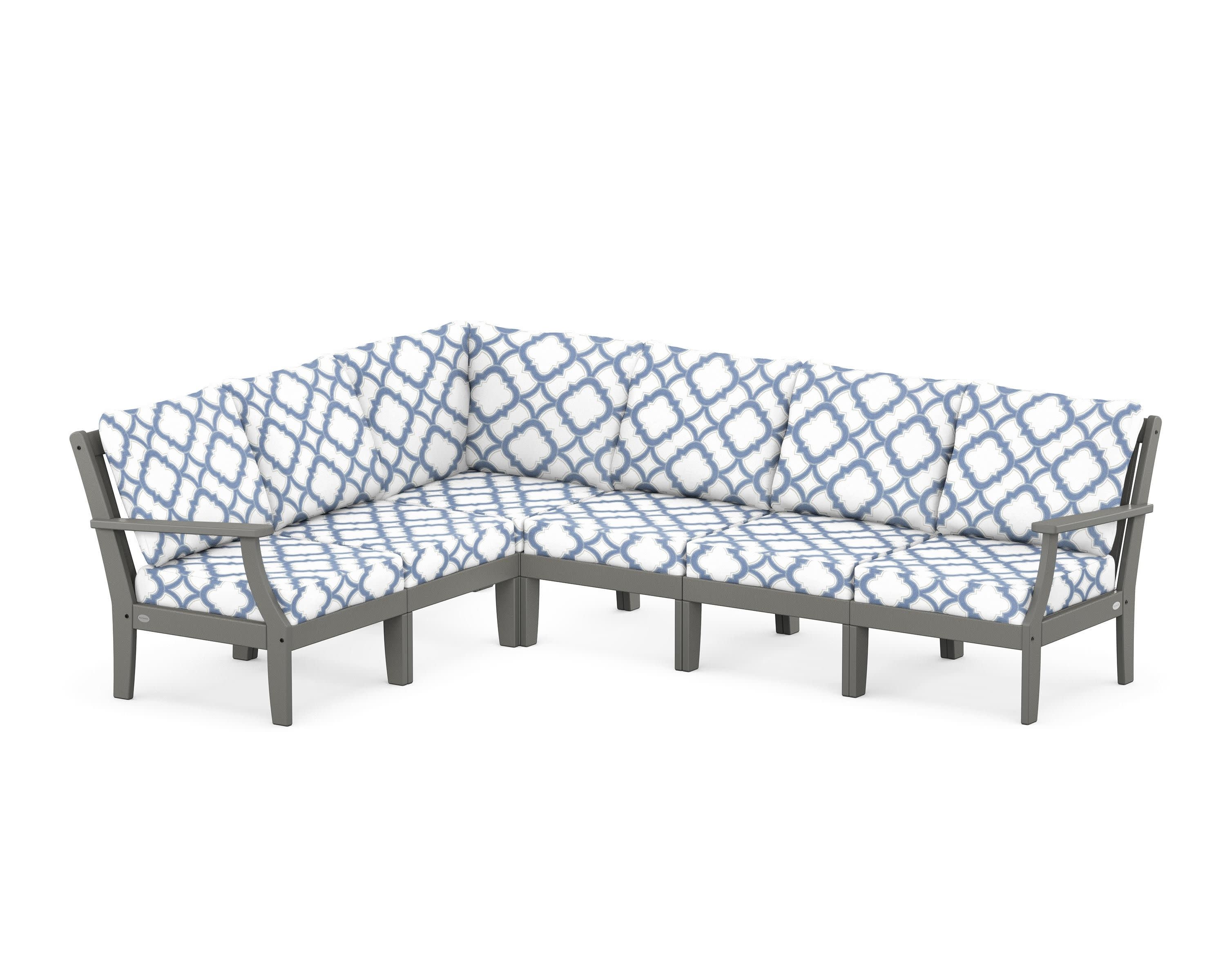 Braxton Modular 6-Piece Deep Seating Set in Slate Grey / Trellis Sky Blue