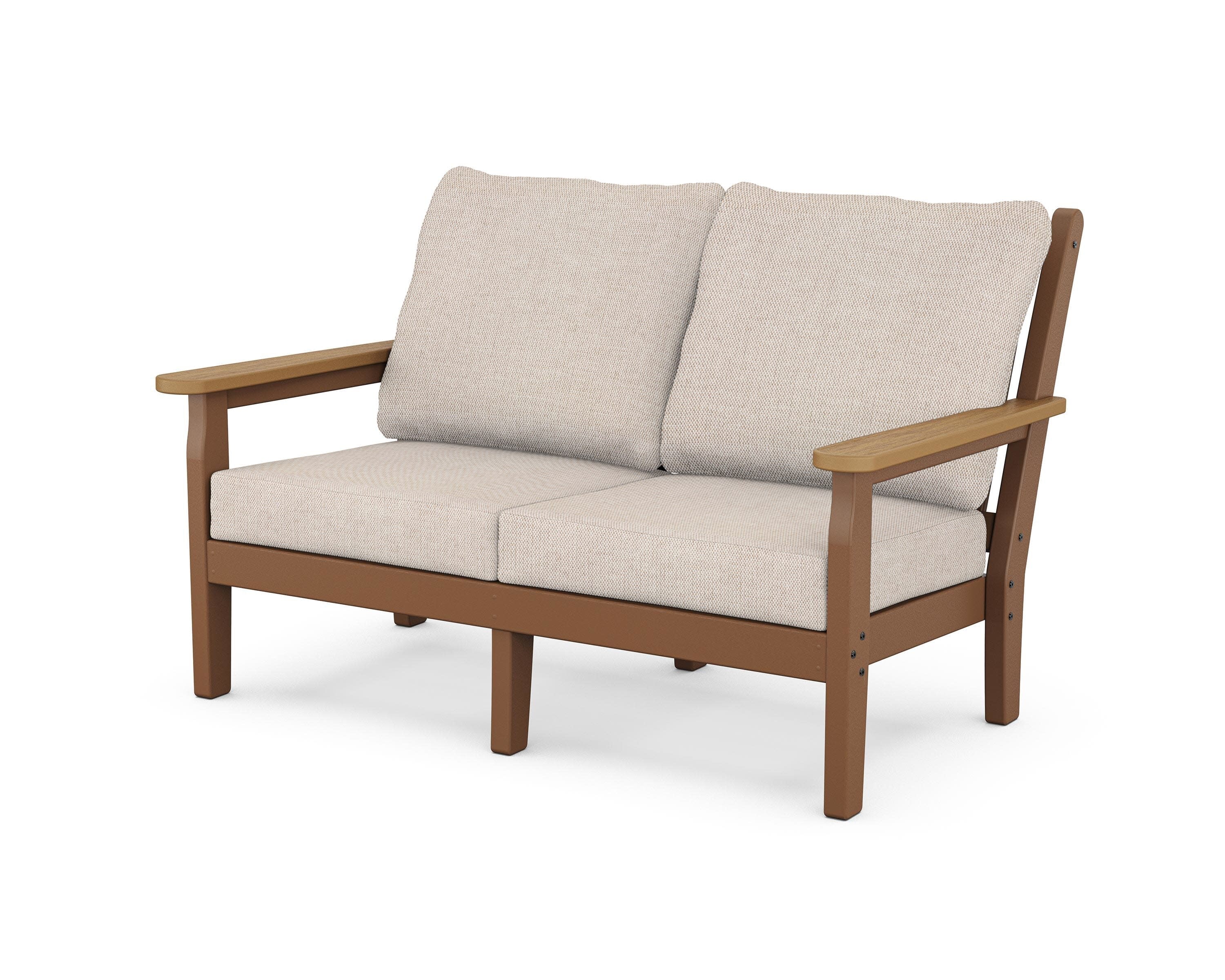 Chippendale Deep Seating Loveseat in Teak / Natural / Blend Linen