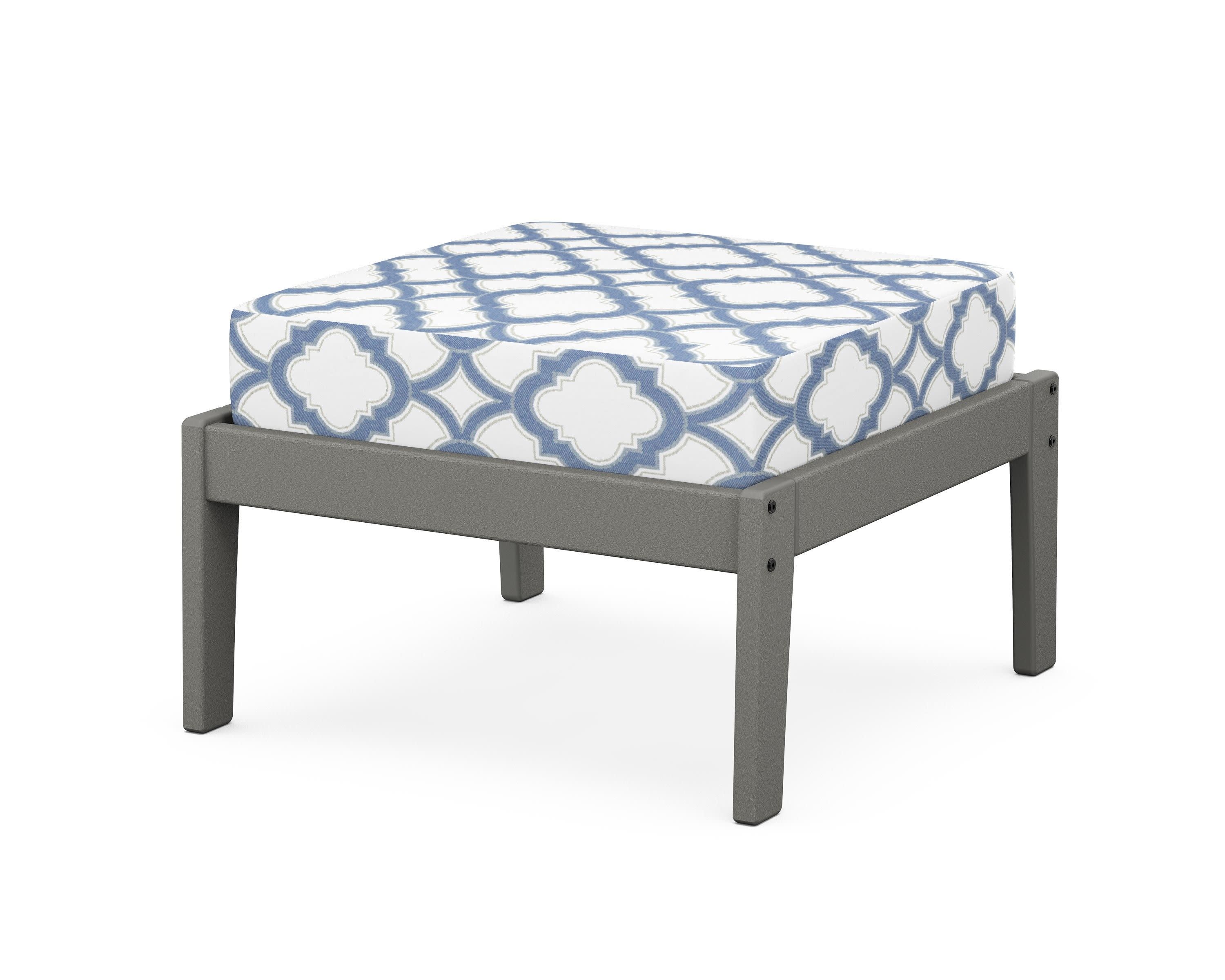 Deep Seating Ottoman in Slate Grey / Trellis Sky Blue