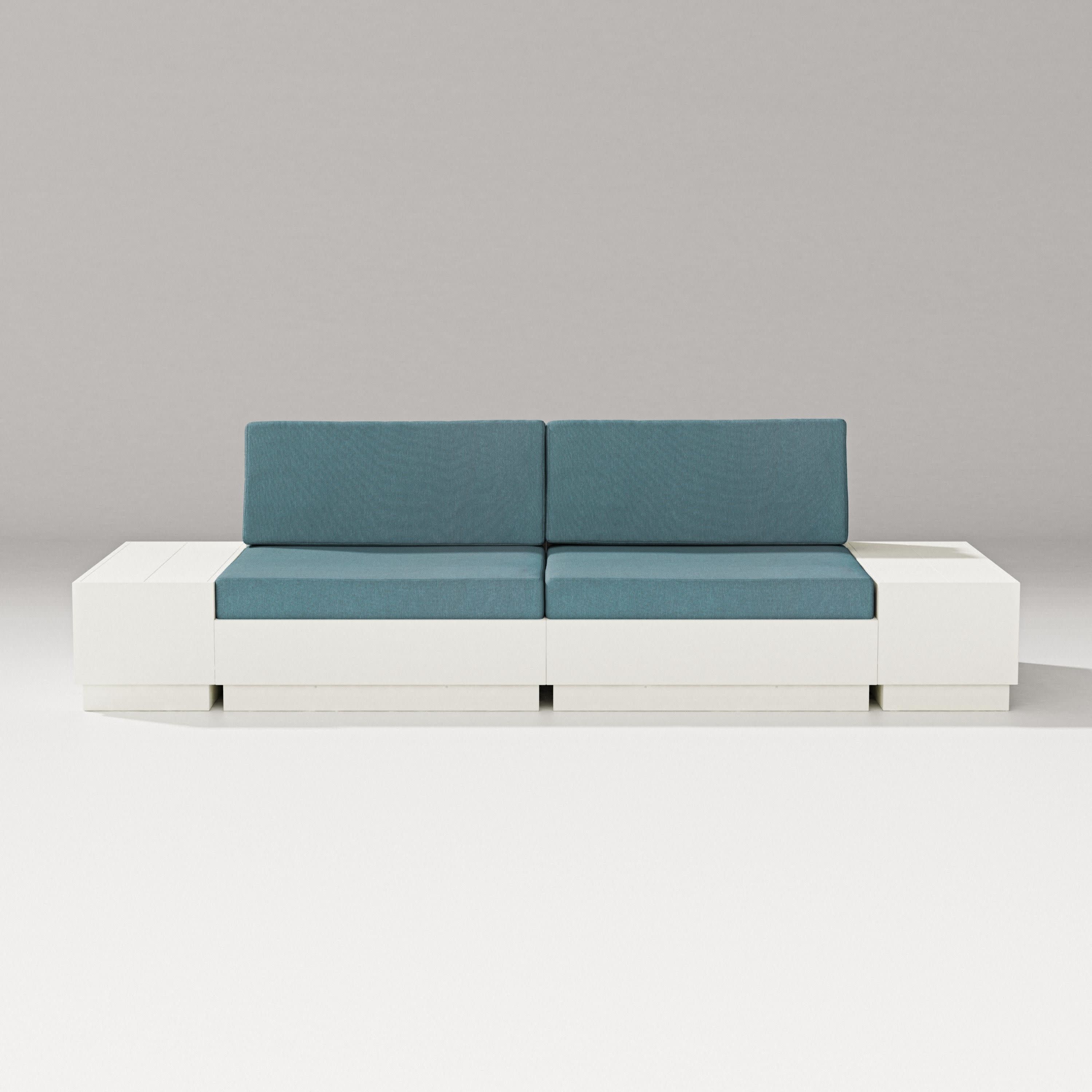 Elevate 4-Piece Loveseat Sectional in Vintage White / Ocean Teal