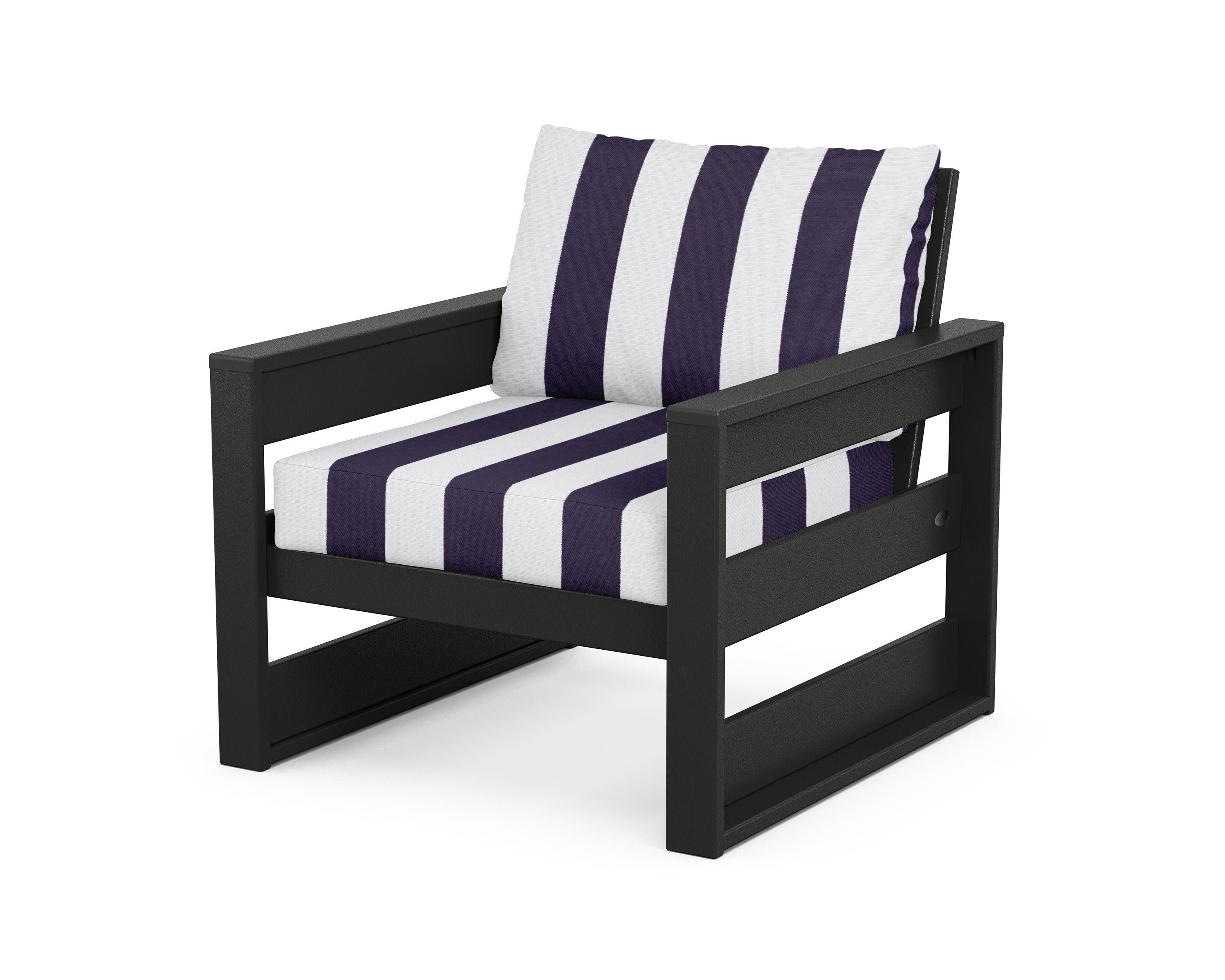 Westport Club Chair in Black / Cabana Stripe Navy
