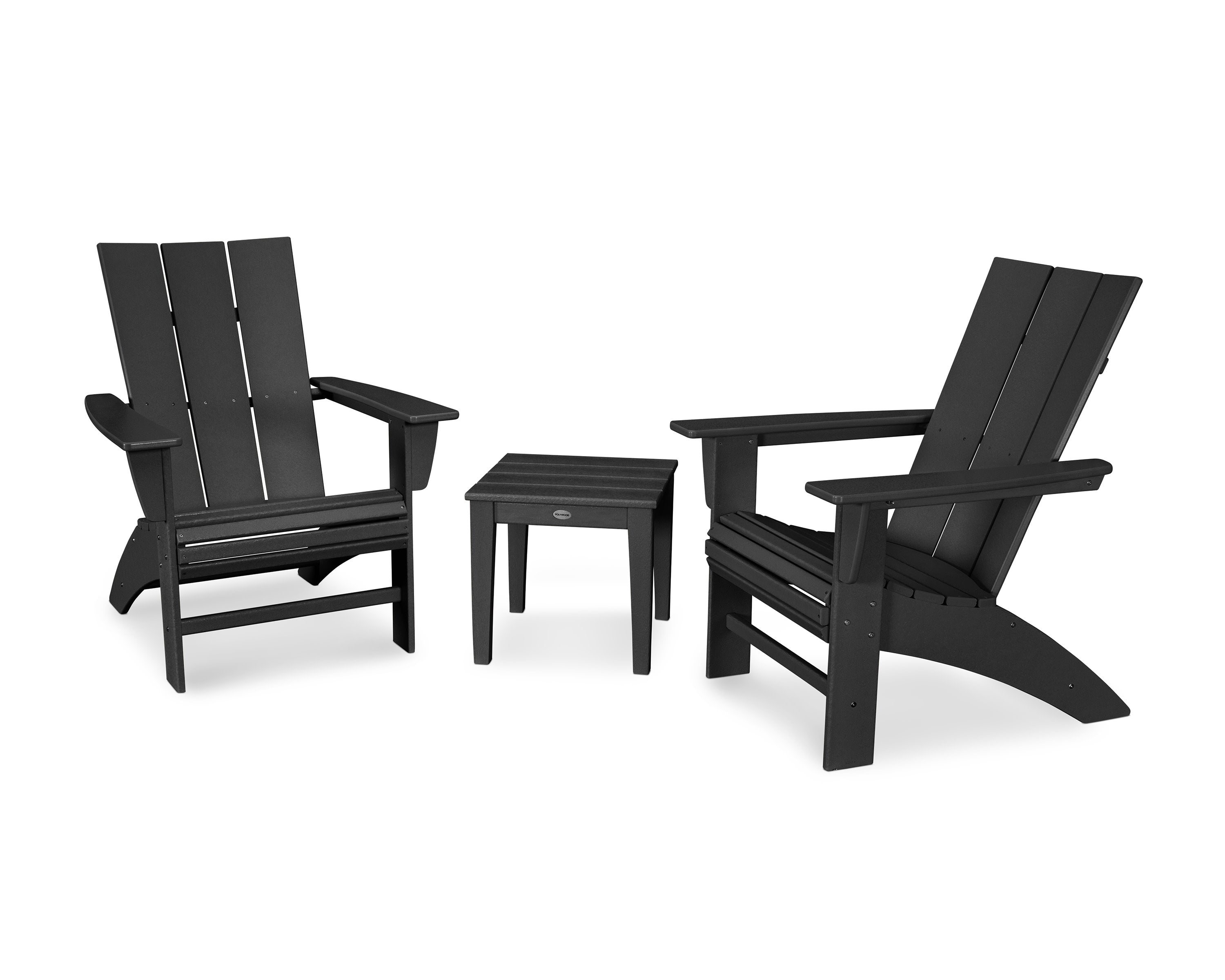 Modern 3-Piece Curveback Adirondack Set in Black